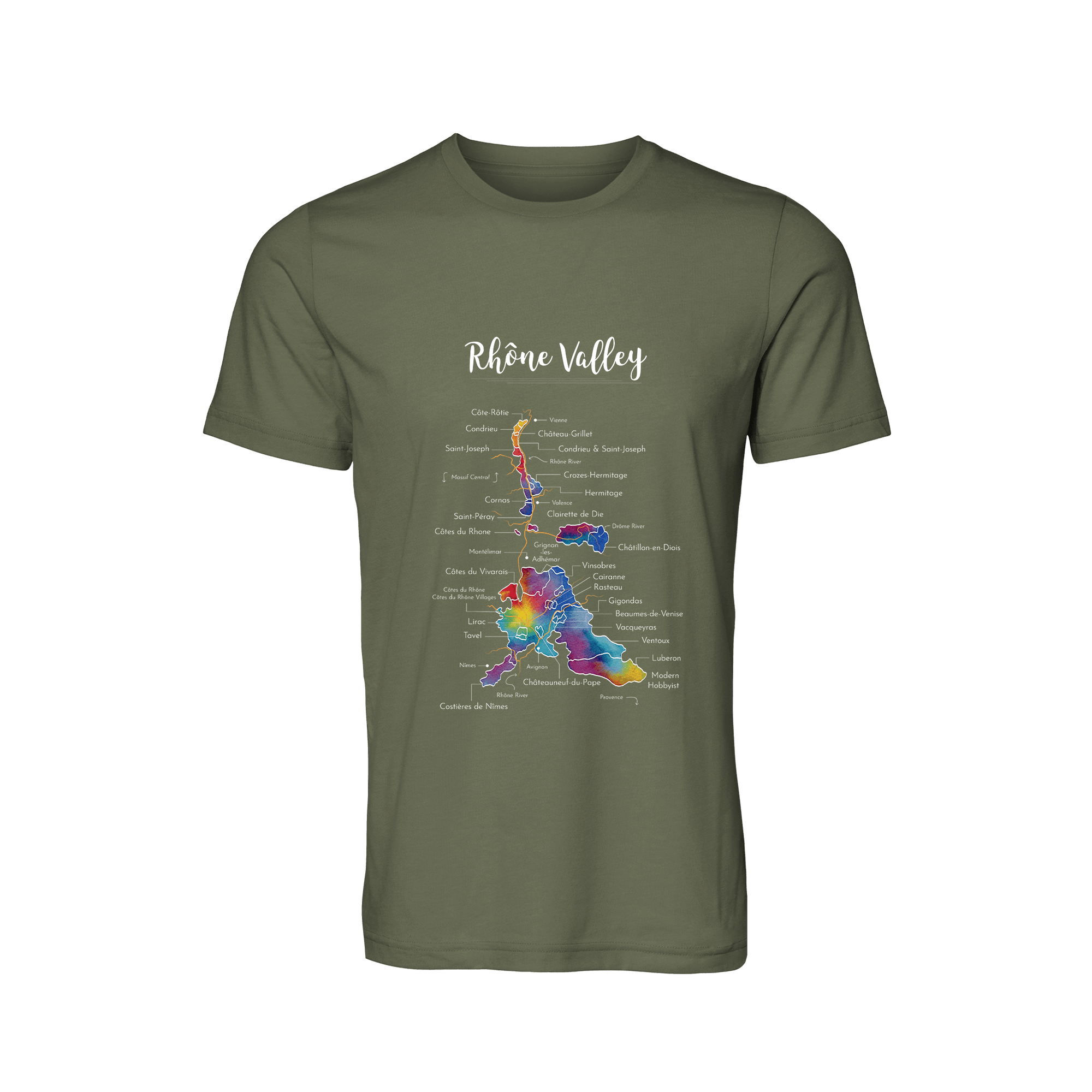 Rhône Valley Wine Map T-Shirt