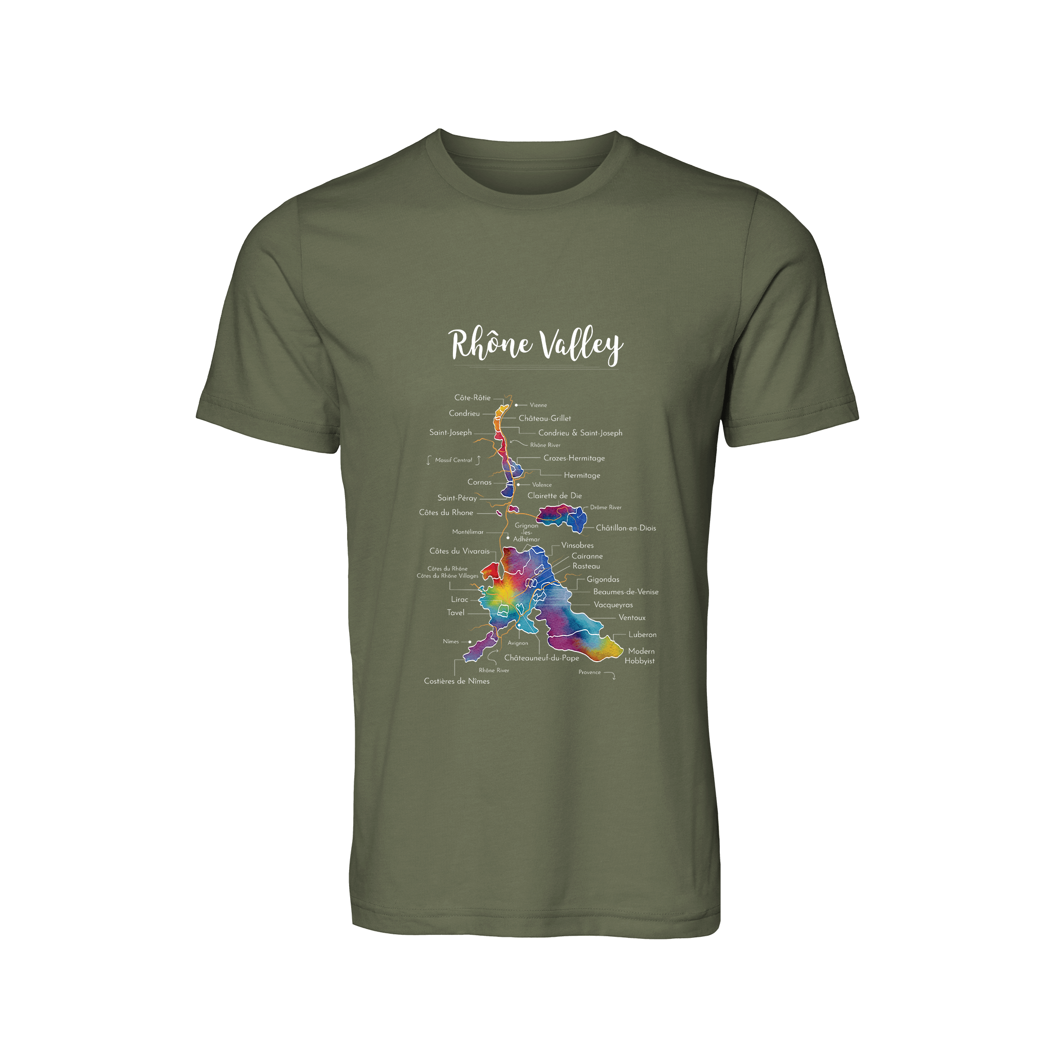 Rhône Valley Wine Map T-Shirt