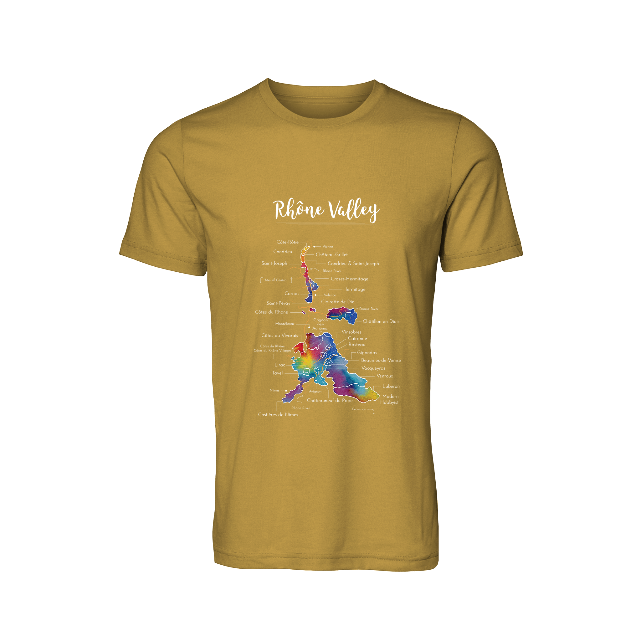 Rhône Valley Wine Map T-Shirt