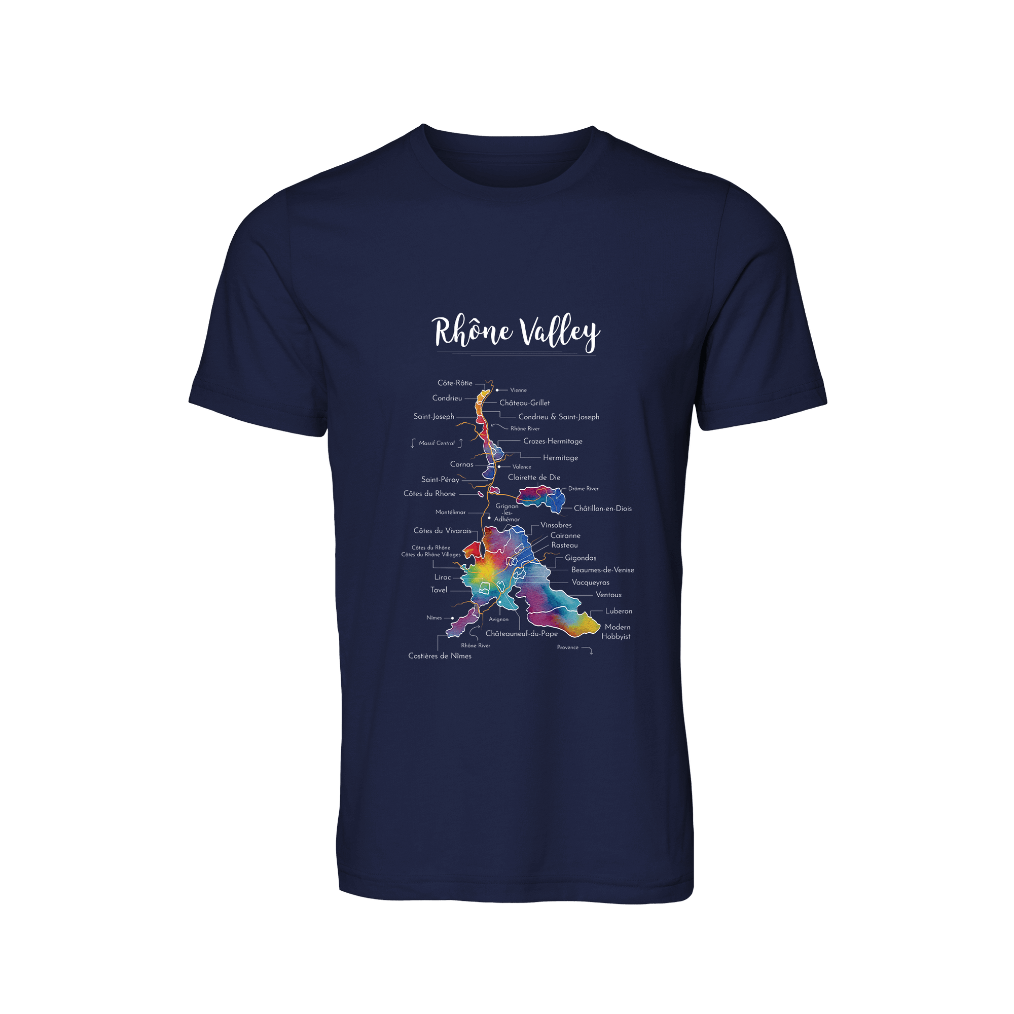 Rhône Valley Wine Map T-Shirt