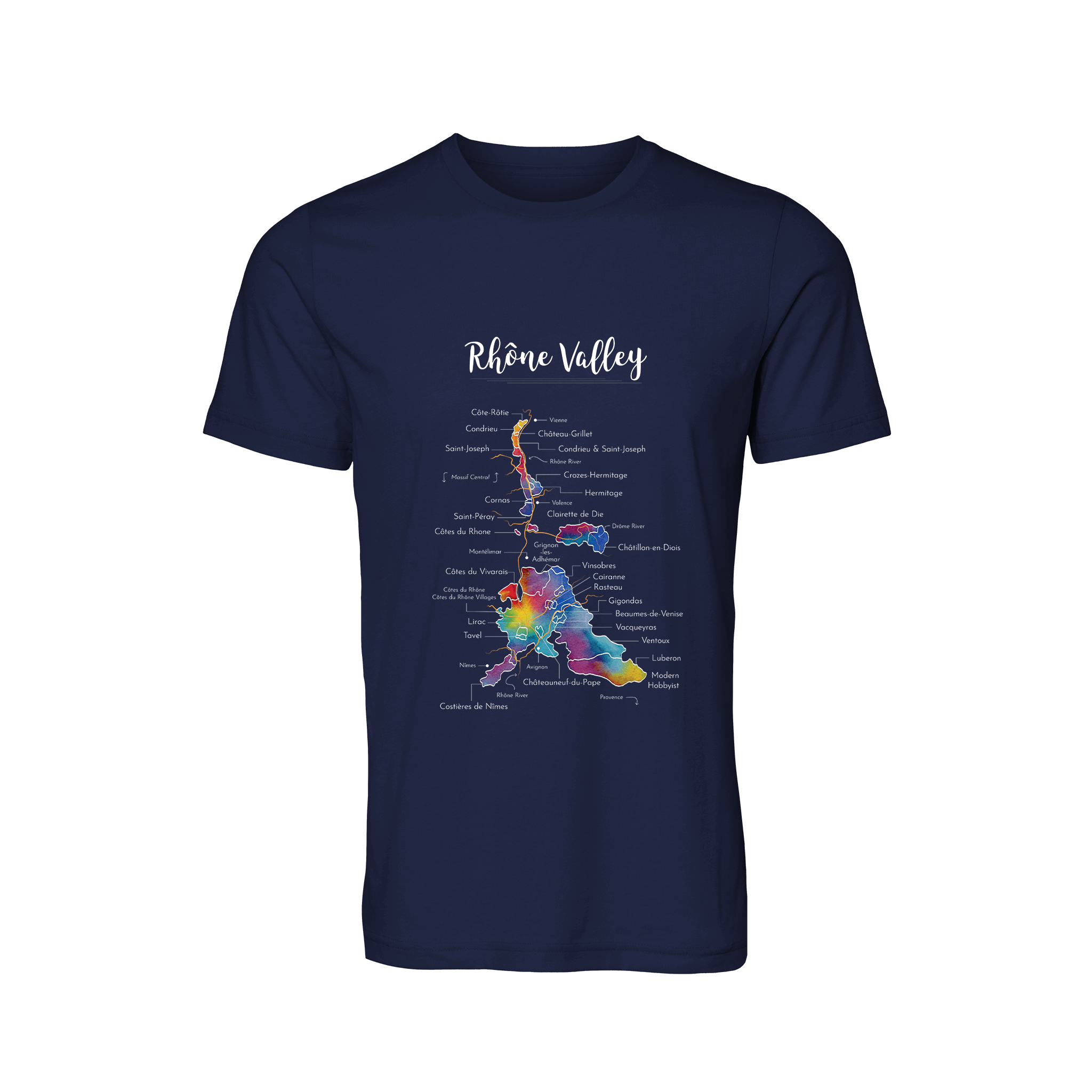 Rhône Valley Wine Map T-Shirt
