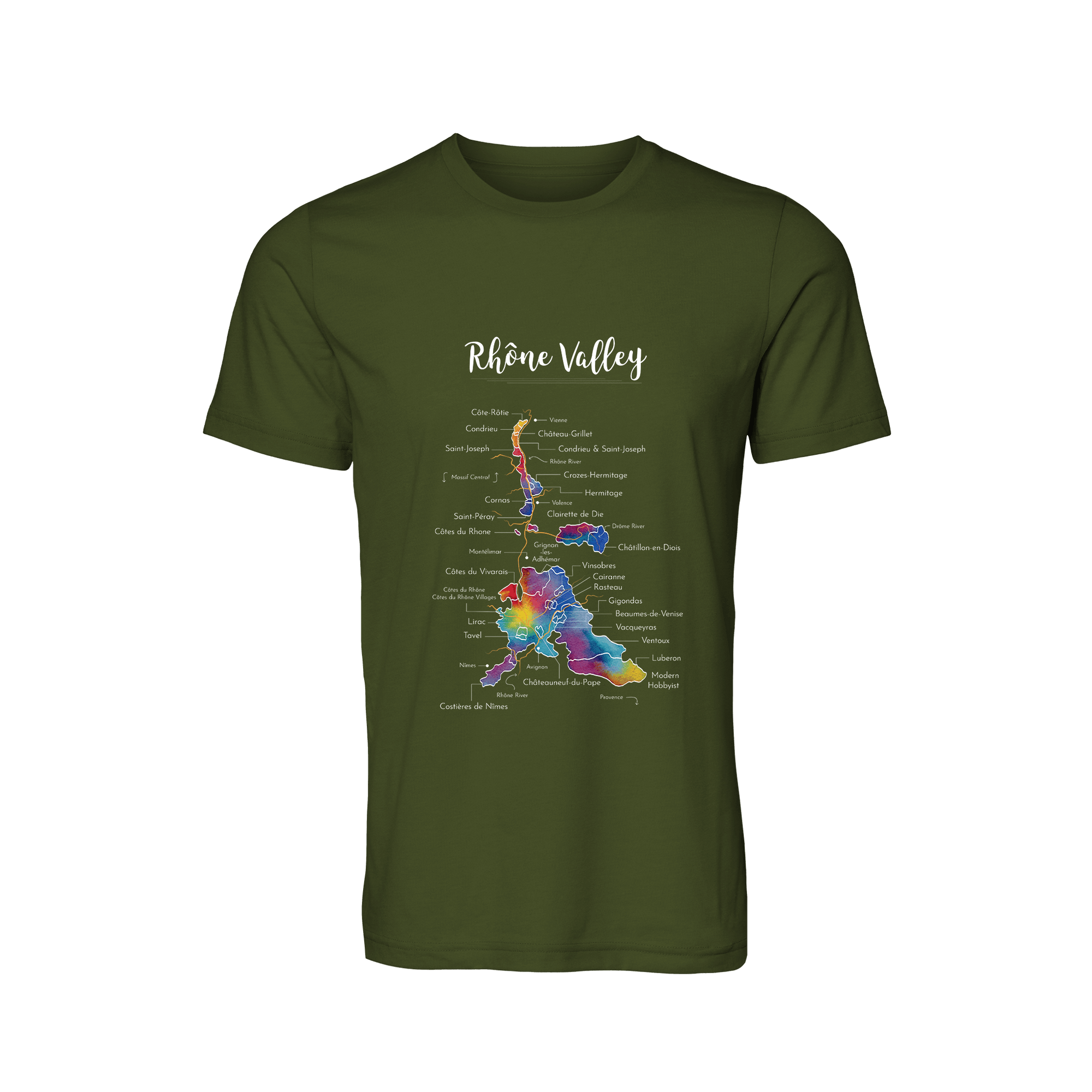 Rhône Valley Wine Map T-Shirt