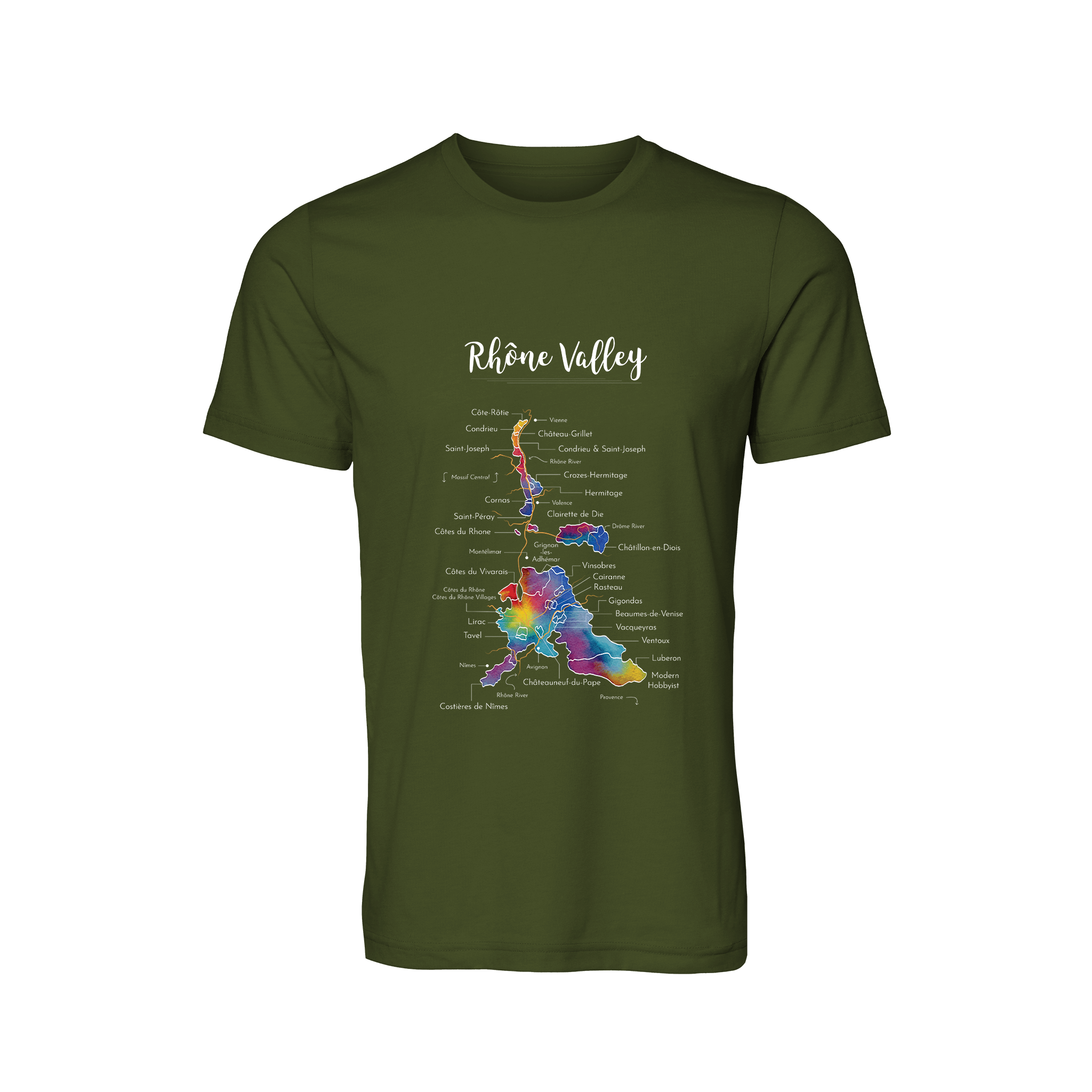 Rhône Valley Wine Map T-Shirt