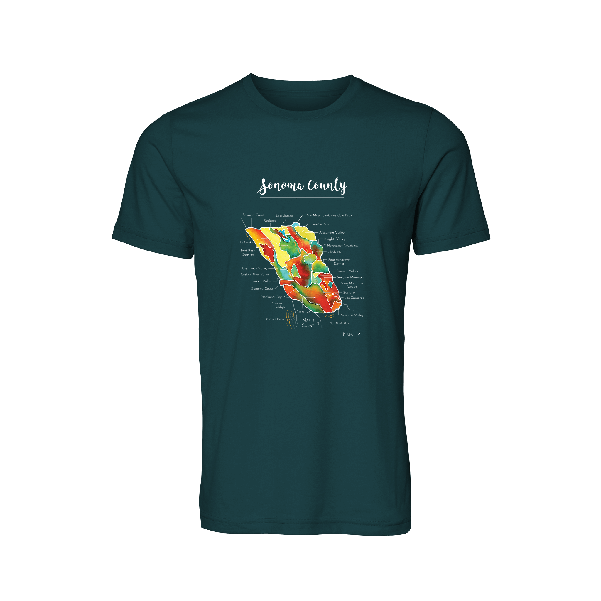 Sonoma Wine Map T-Shirt