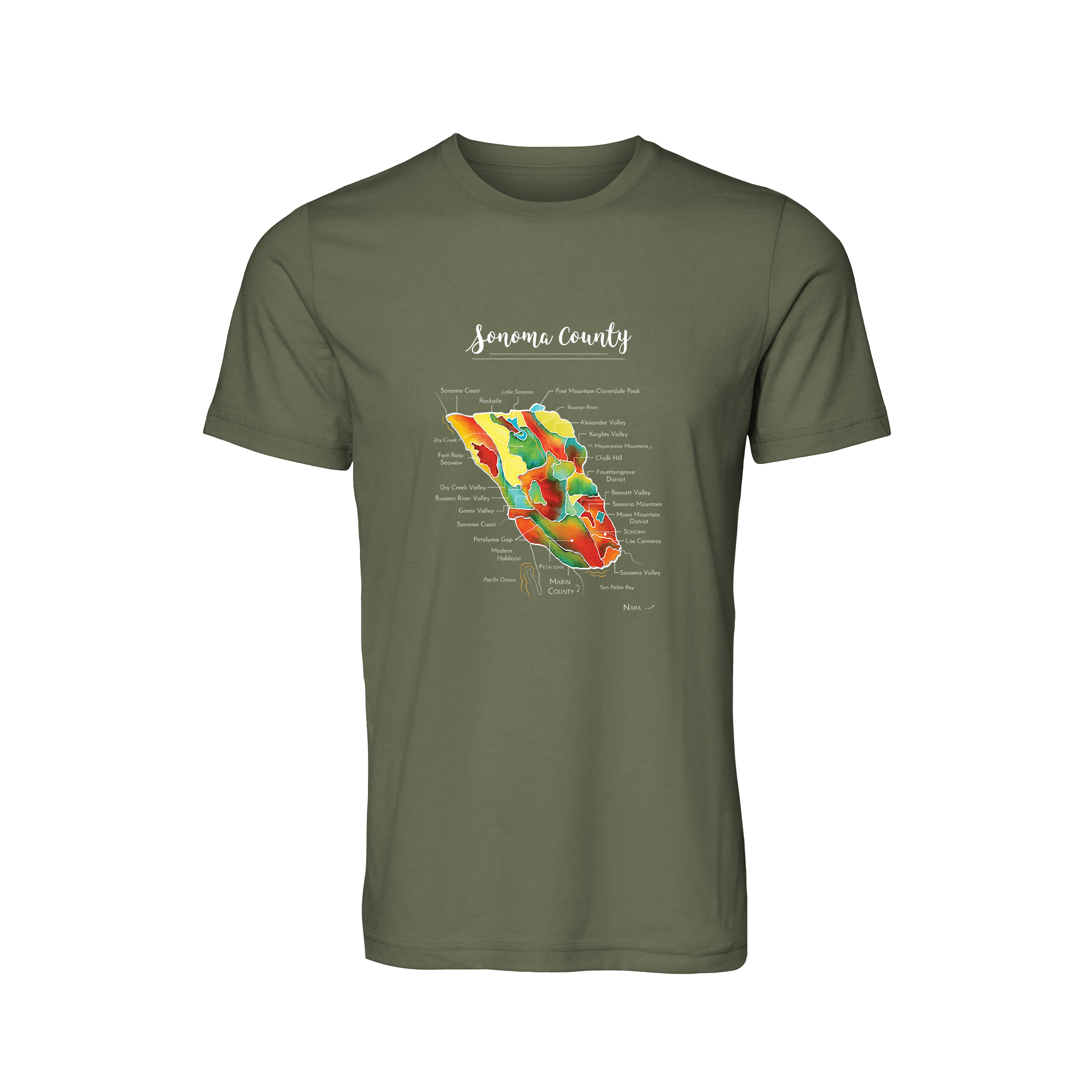 Sonoma Wine Map T-Shirt