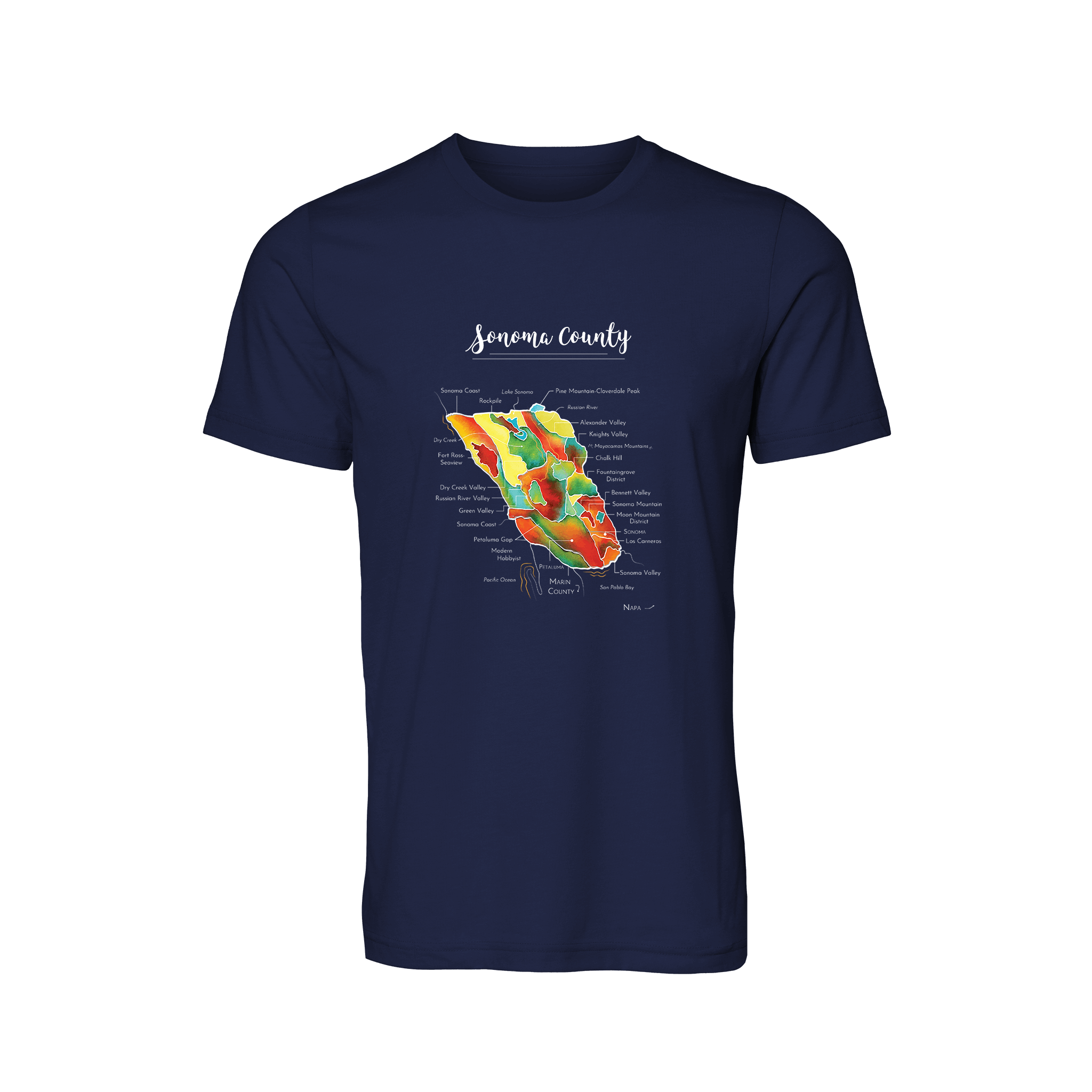 Sonoma Wine Map T-Shirt