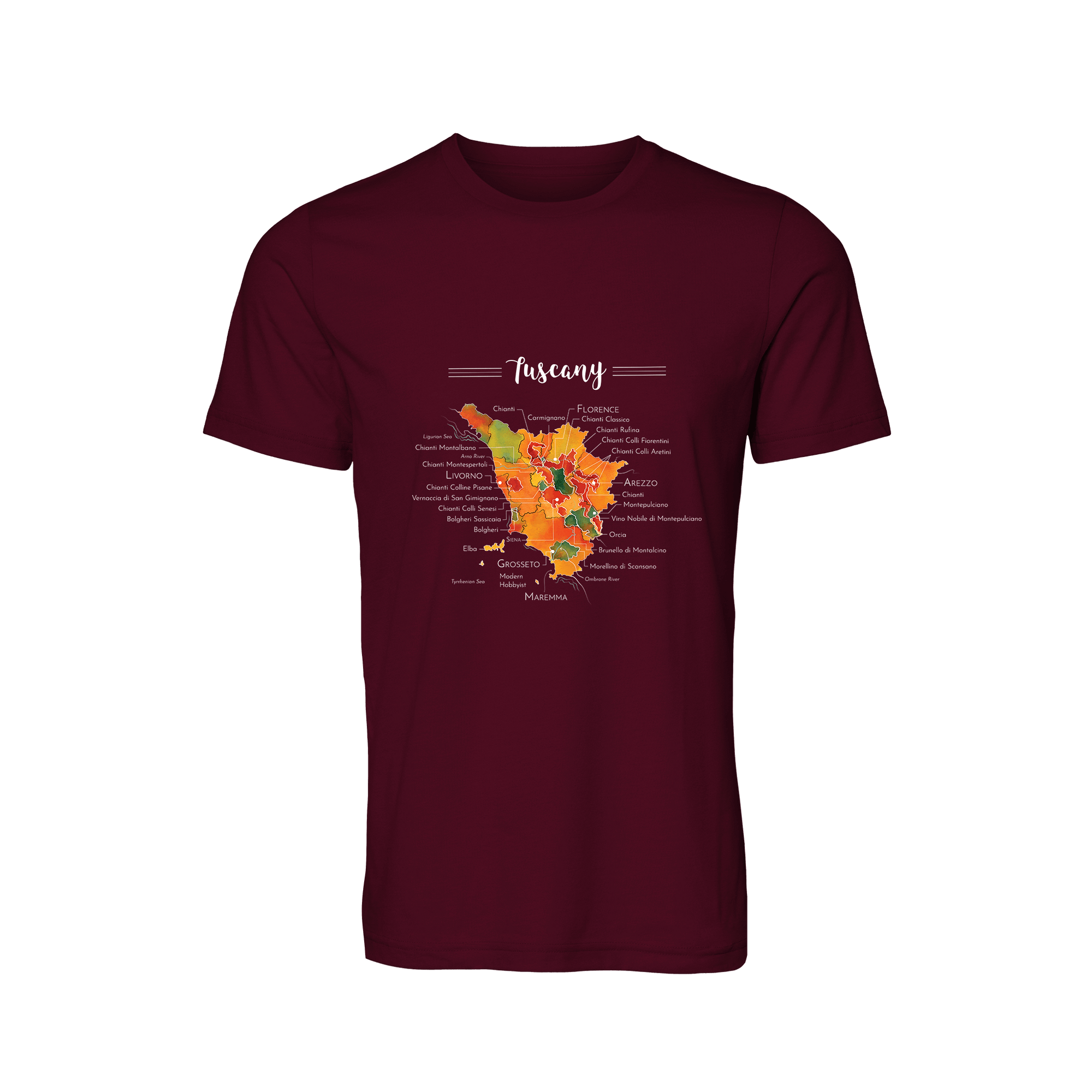 Tuscany Wine Map T-Shirt