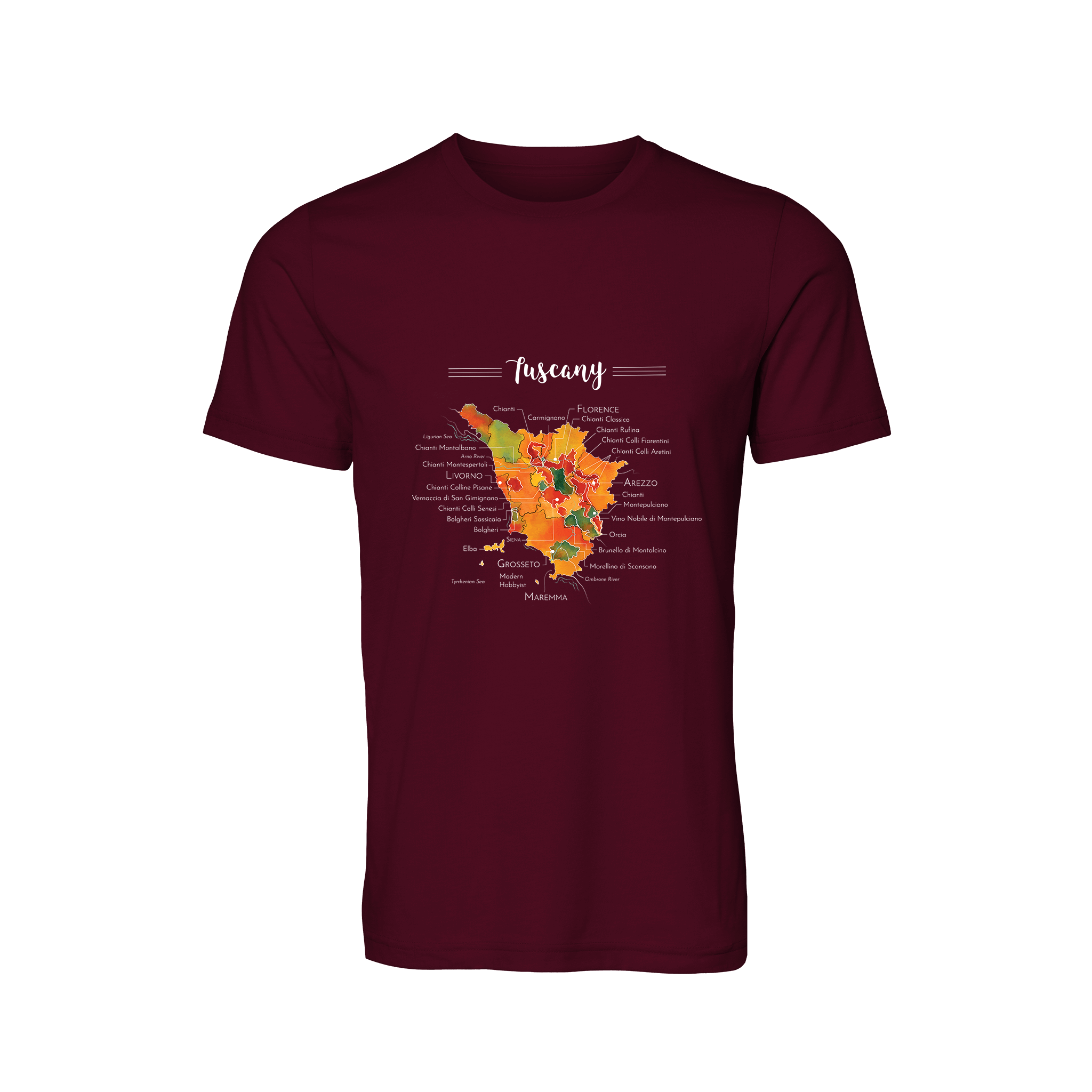 Tuscany Wine Map T-Shirt