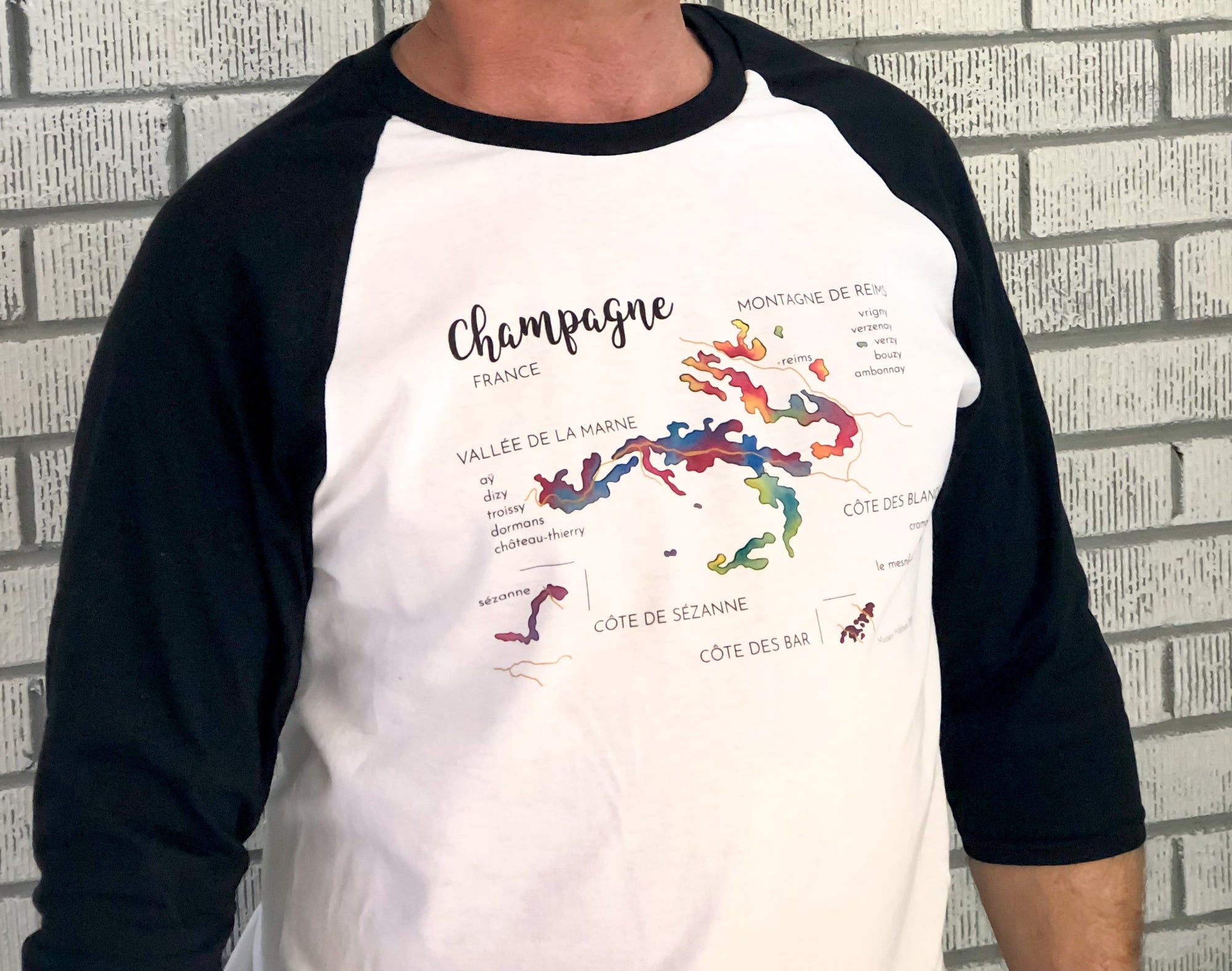 SALE! Champagne Wine Map Raglan T-Shirt