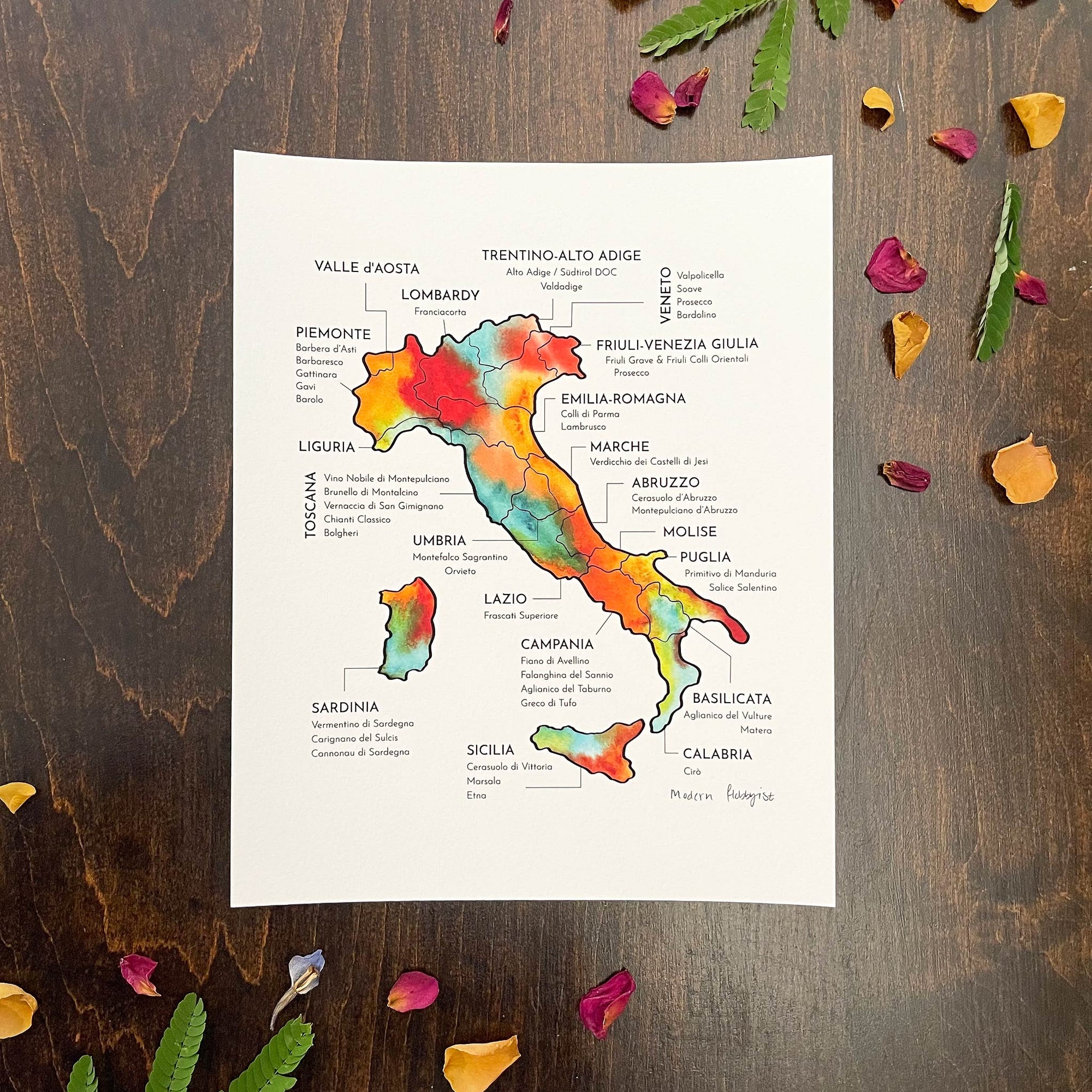 Italy Wine Map - Print