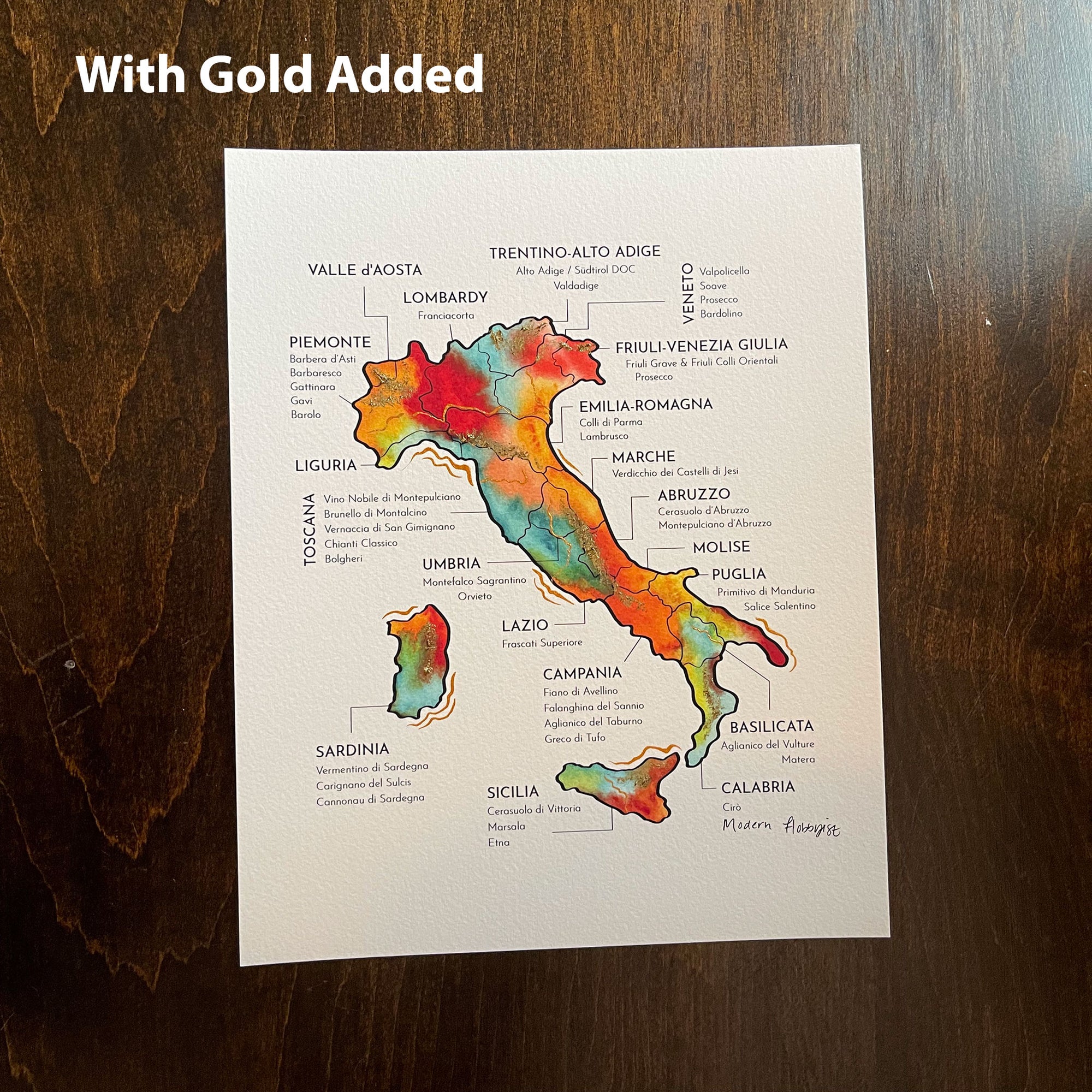 Italy Wine Map - Print