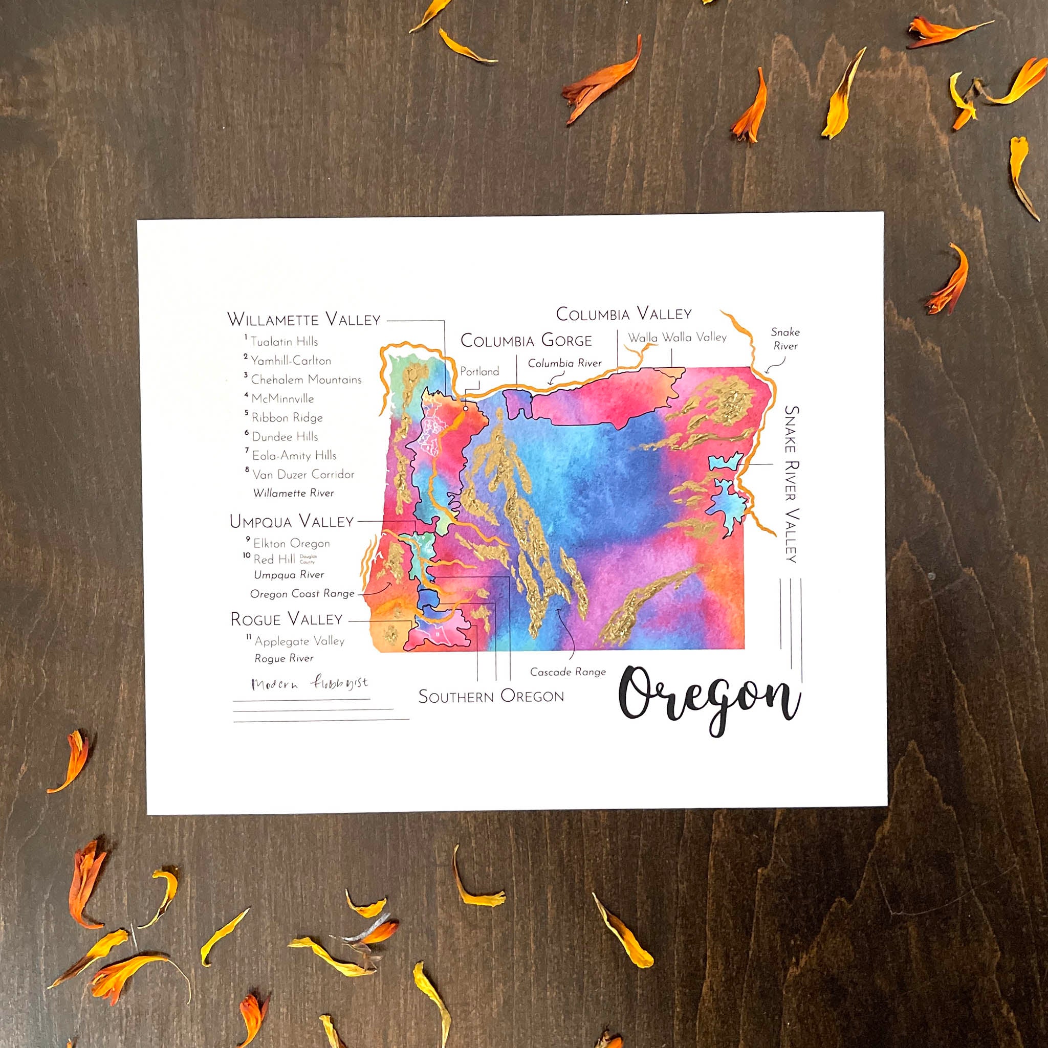Oregon Wine Map V2 - Print