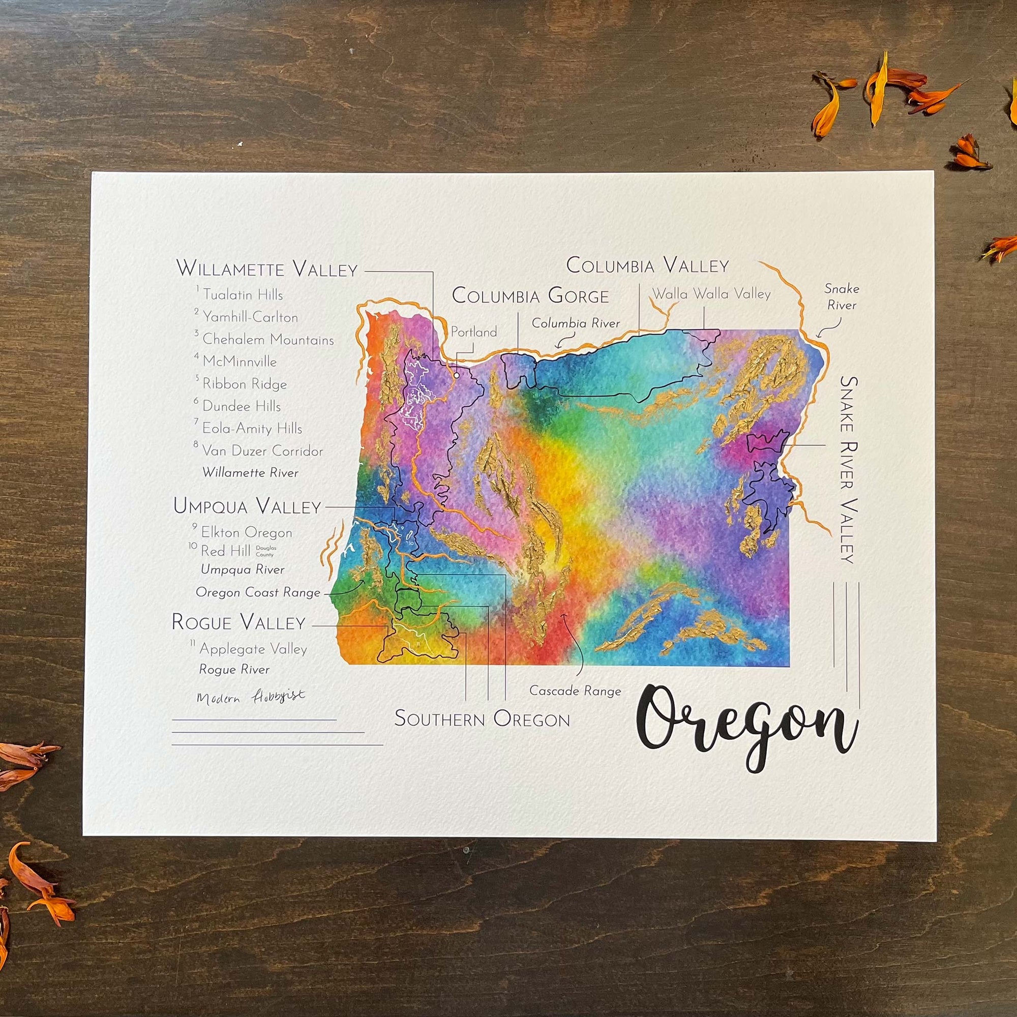 Oregon Wine Map V1 - Print