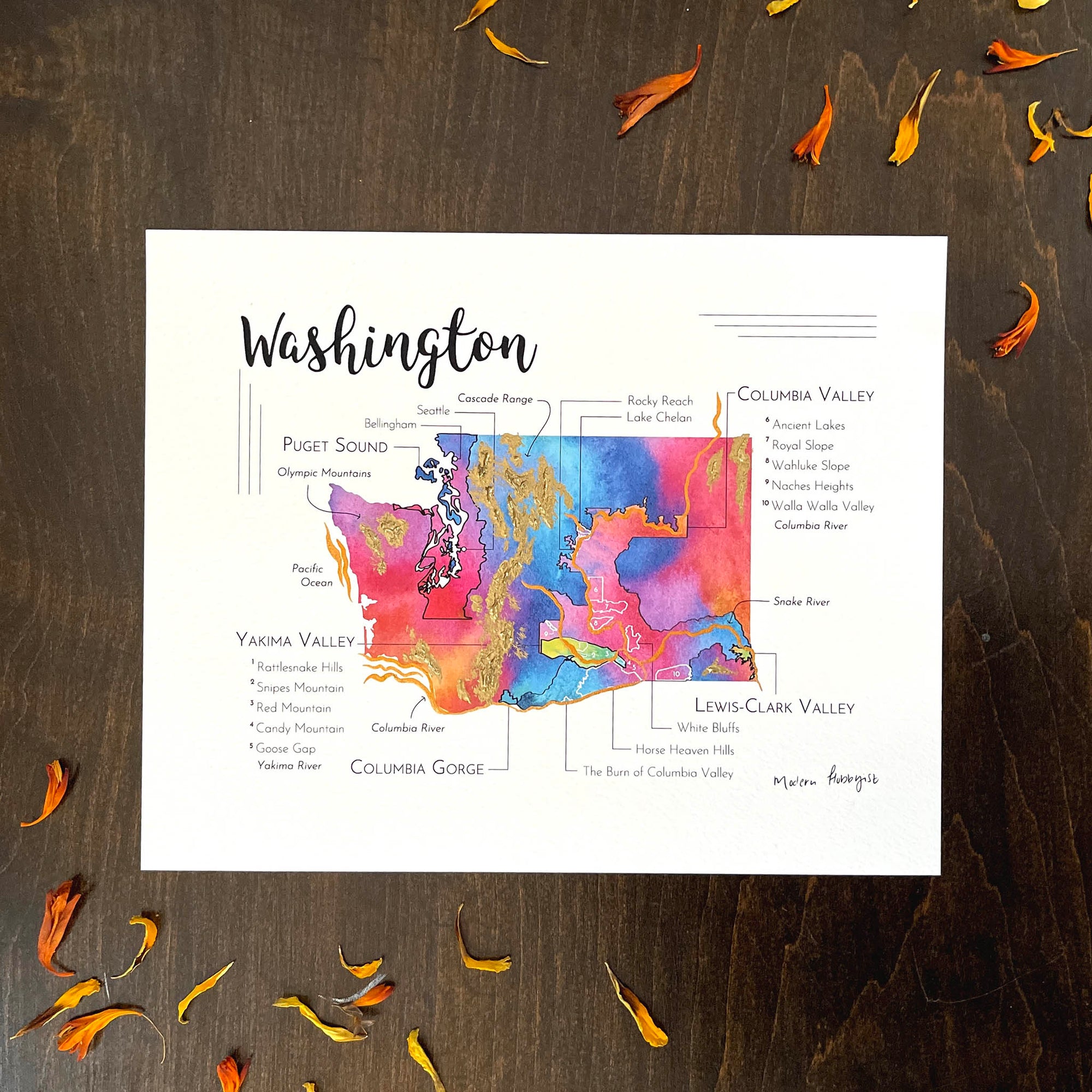 Washington Wine Map - Print