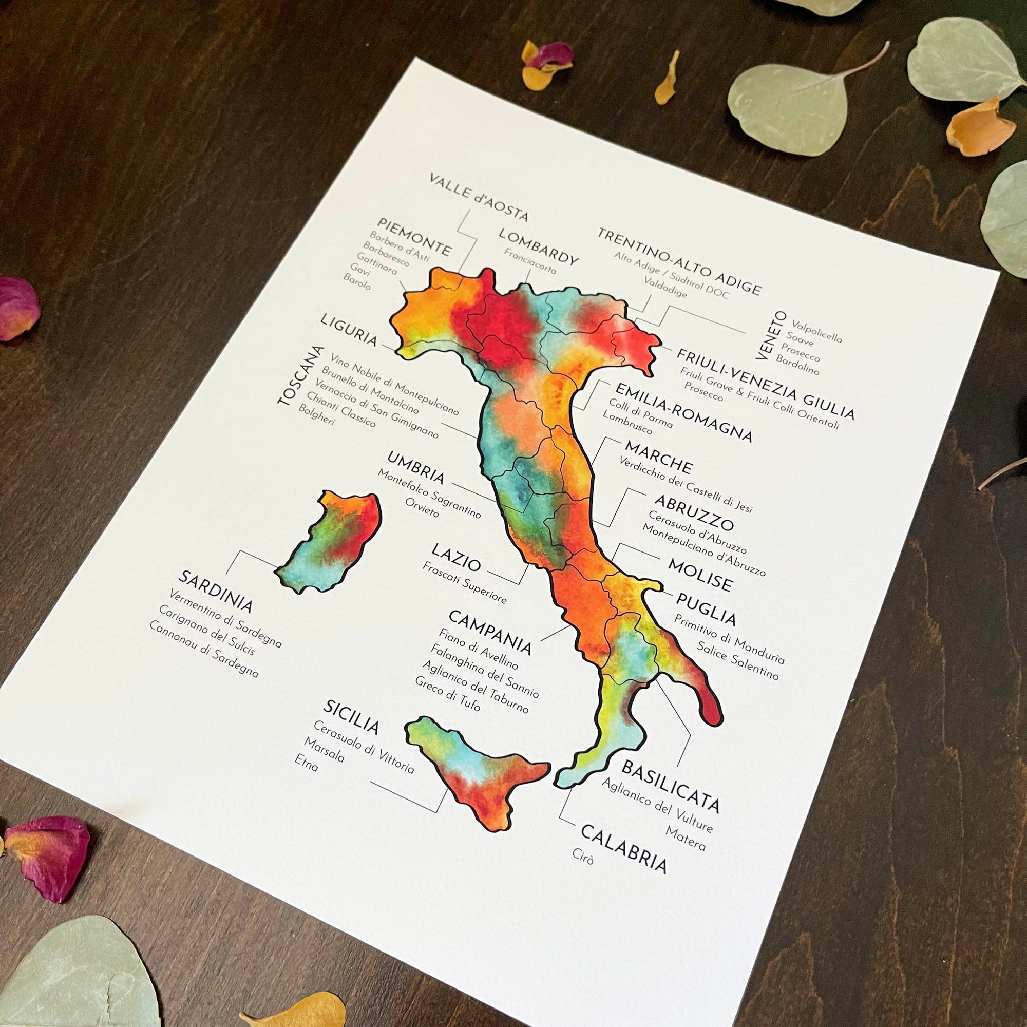 Italy Wine Map - Print