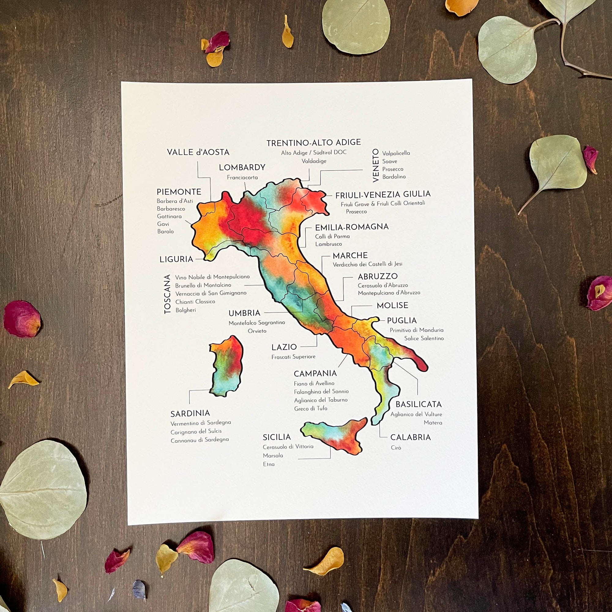 Italy Wine Map - Print