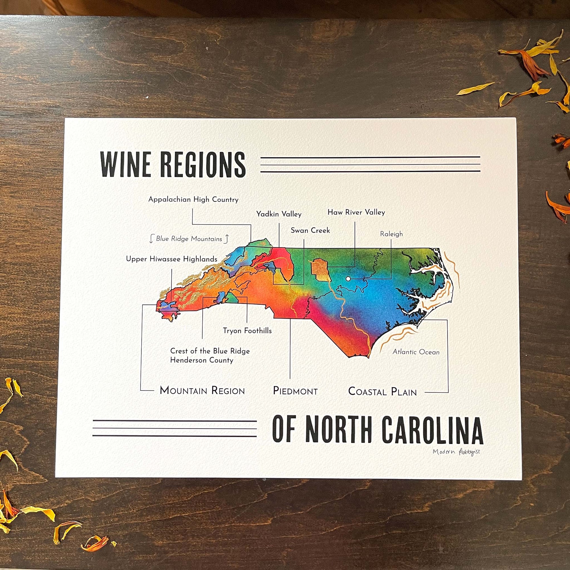 North Carolina Wine Map - Print