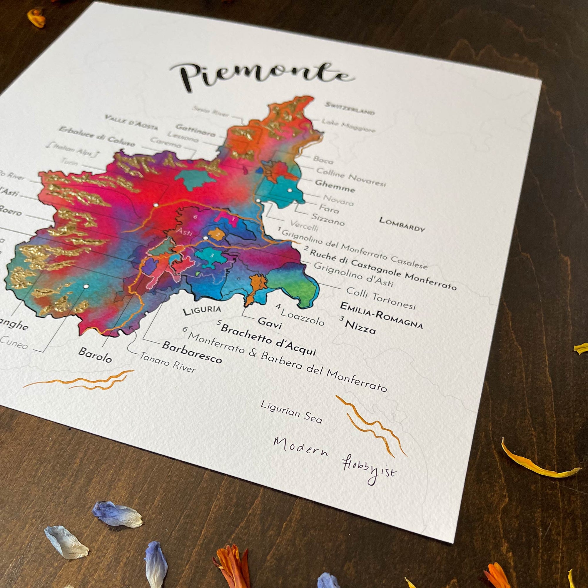 Piemonte Wine Map - Print