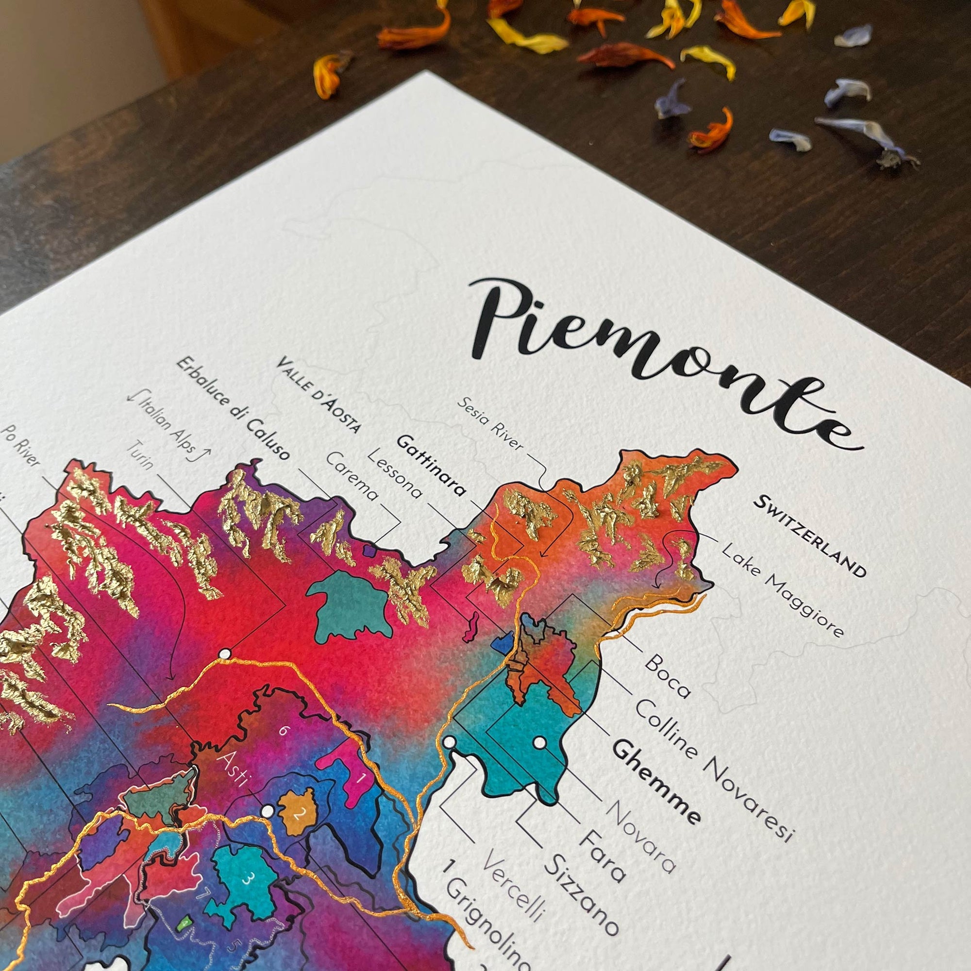 Piemonte Wine Map - Print