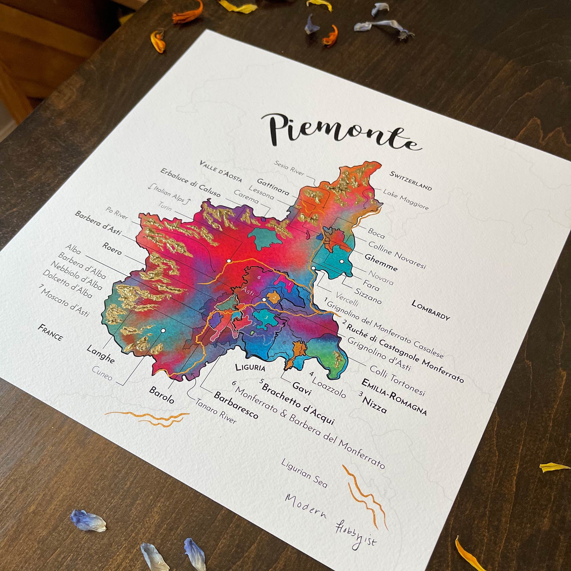 Piemonte Wine Map - Print