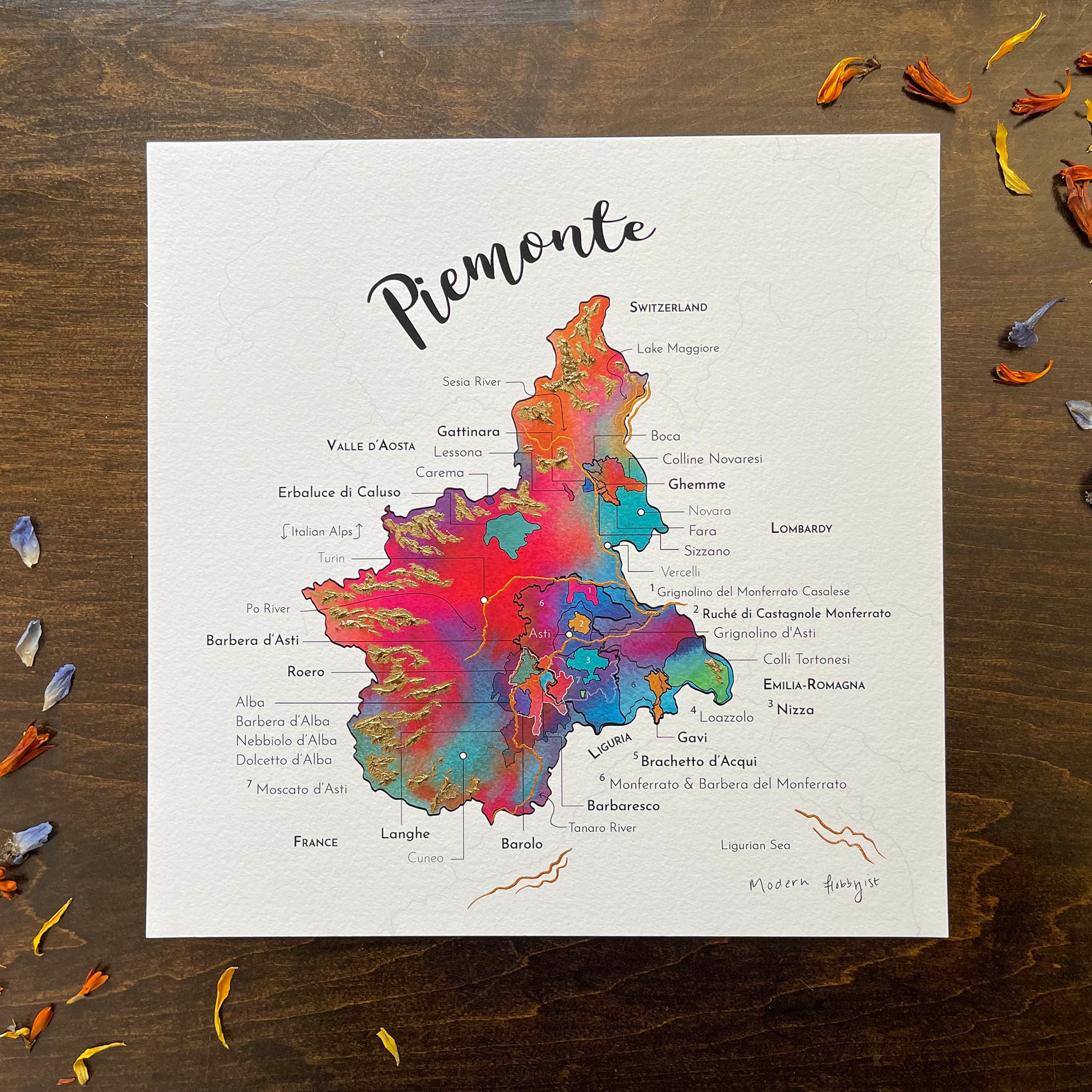 Piemonte Wine Map - Print