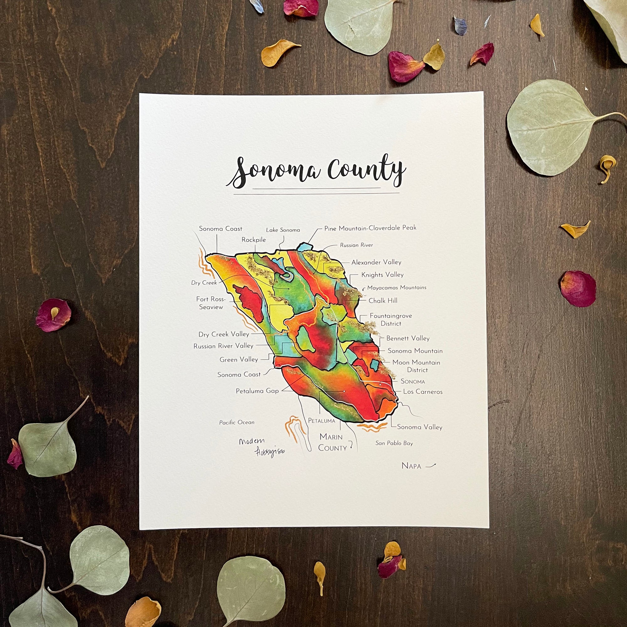 Sonoma County Wine Map - Print