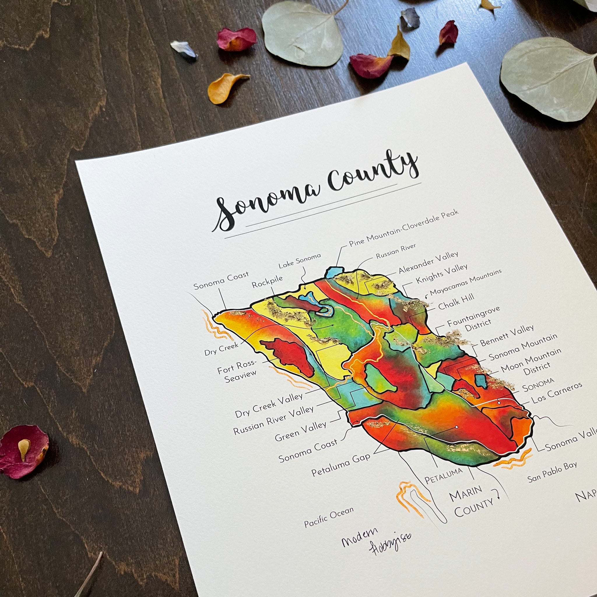 Sonoma County Wine Map - Print