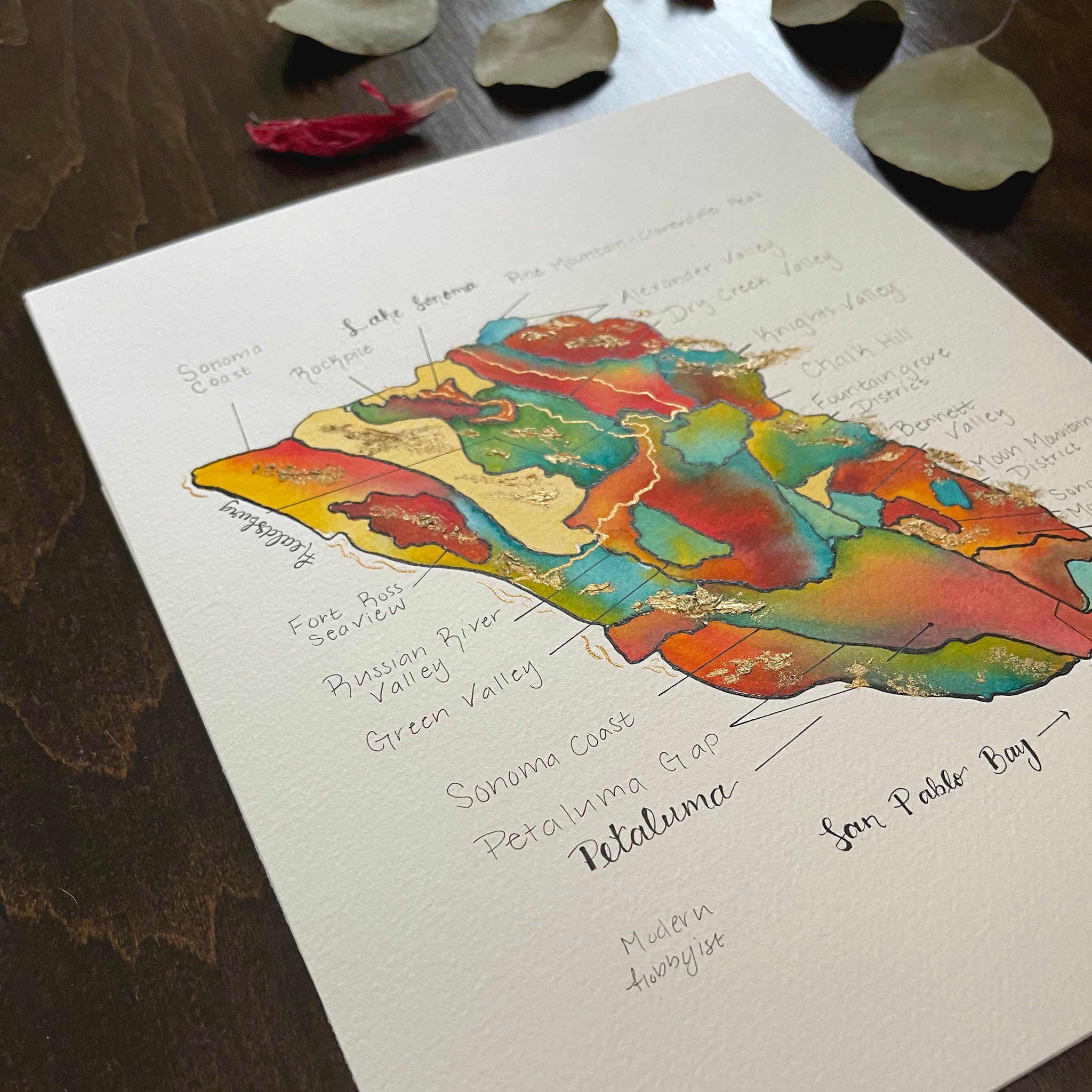 Sonoma Wine Map V1 - Original - Framed