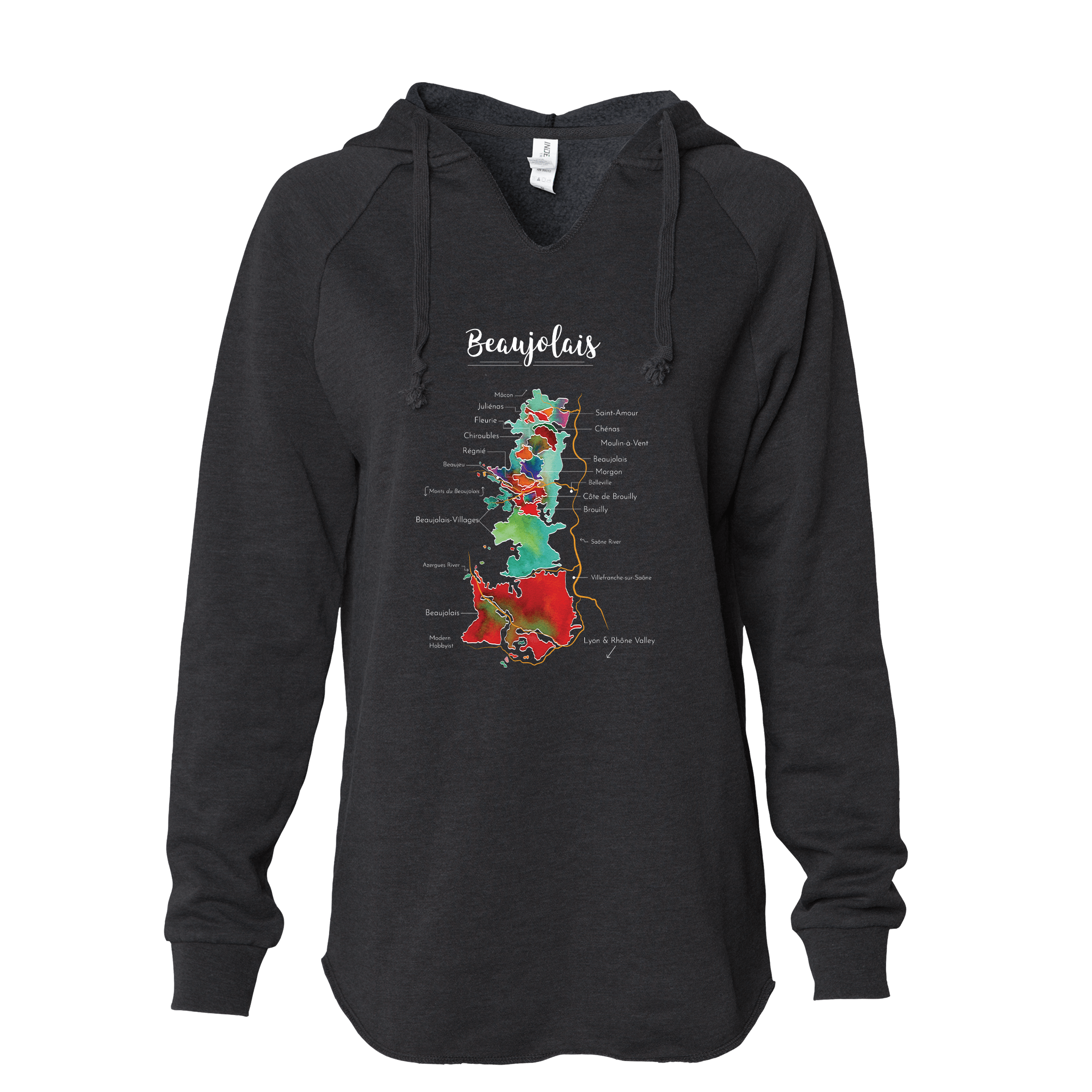 Beaujolais Women's Wine Map Hoodie