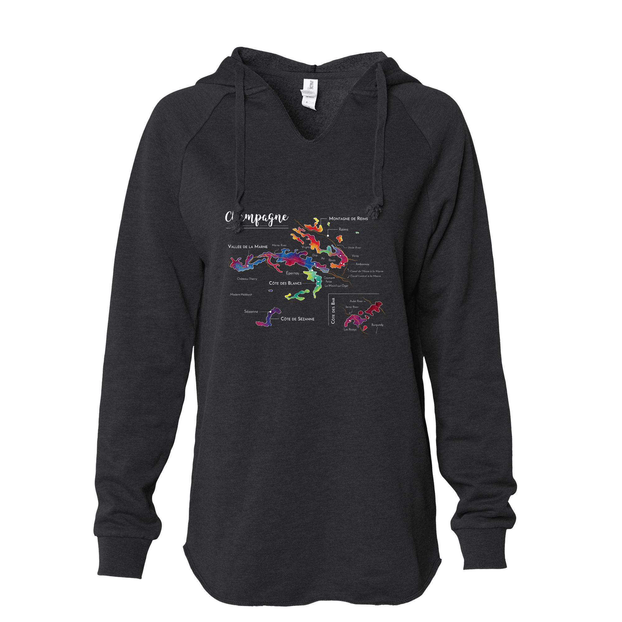 Champagne Women's Wine Map Hoodie