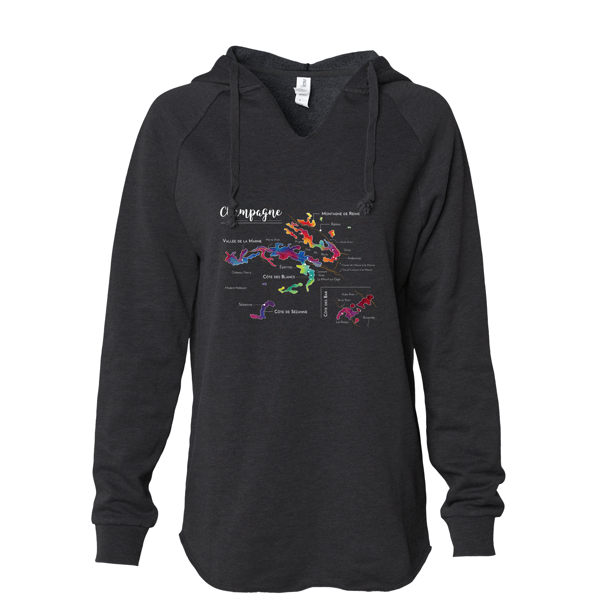 Champagne Women's Wine Map Hoodie