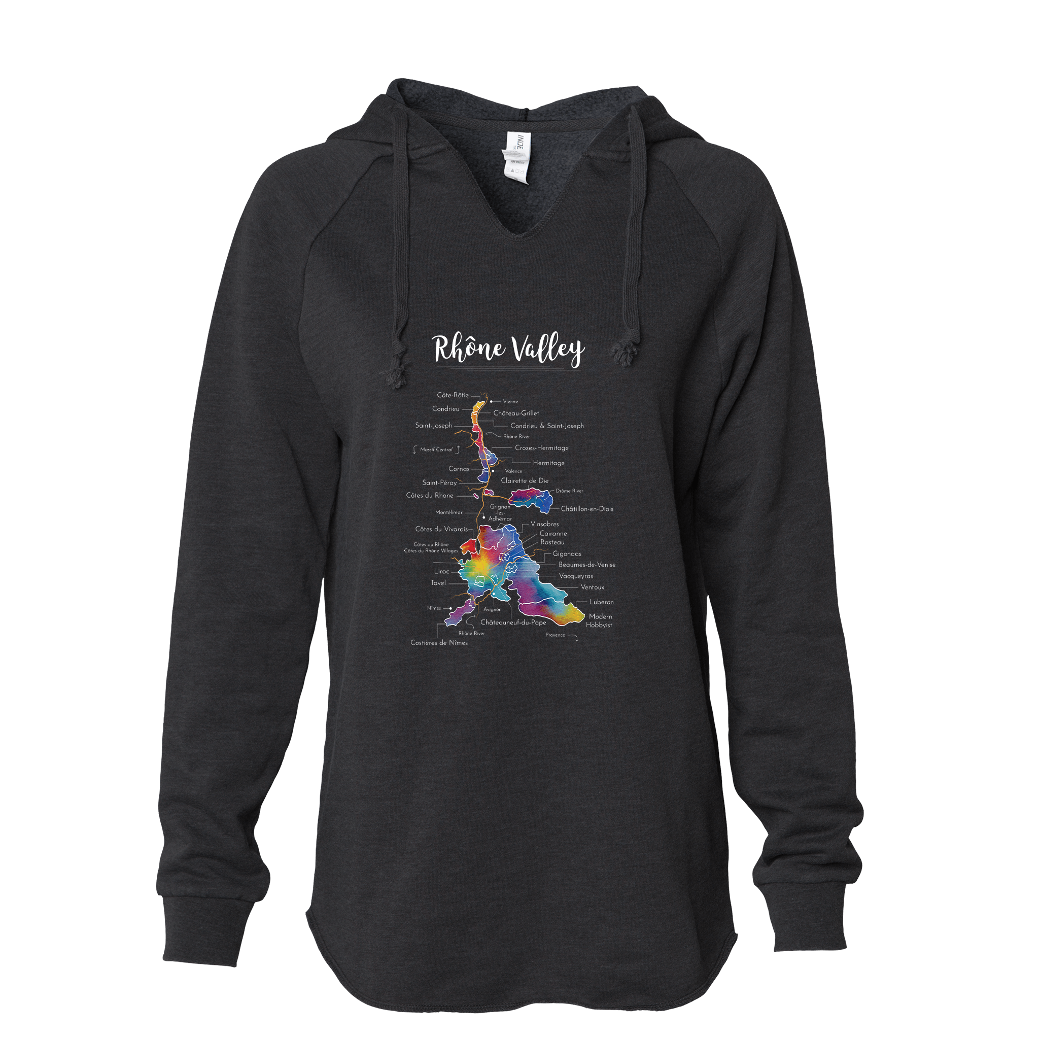 Rhône Valley Women's Wine Map Hoodie