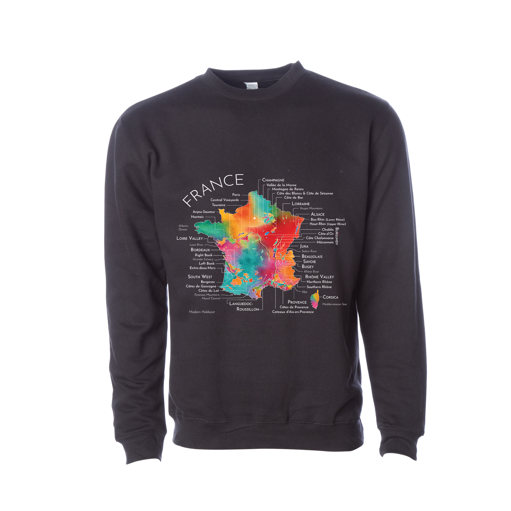 France Wine Map Crewneck Sweatshirt (Color Option 1)