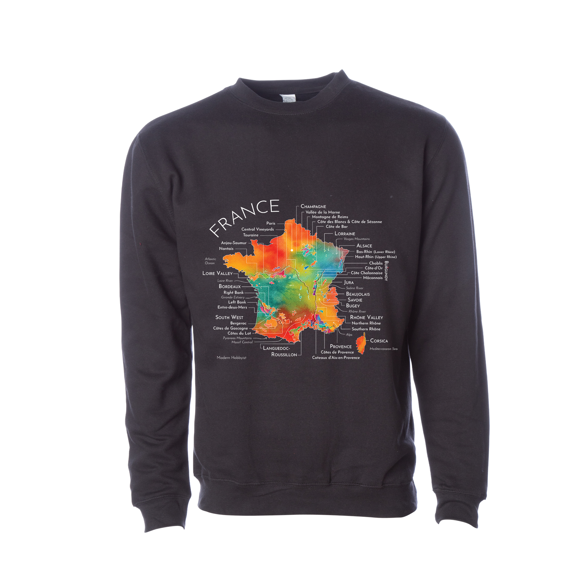 France Wine Map Crewneck Sweatshirt (Color Option 2)