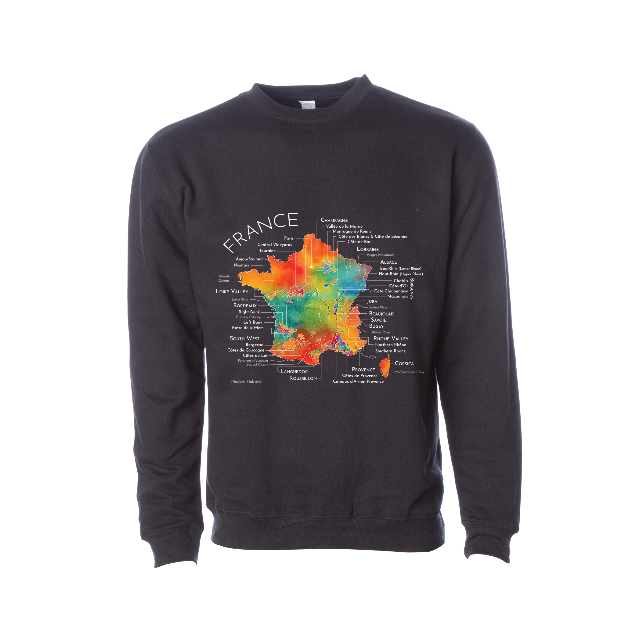 France Wine Map Crewneck Sweatshirt (Color Option 2)