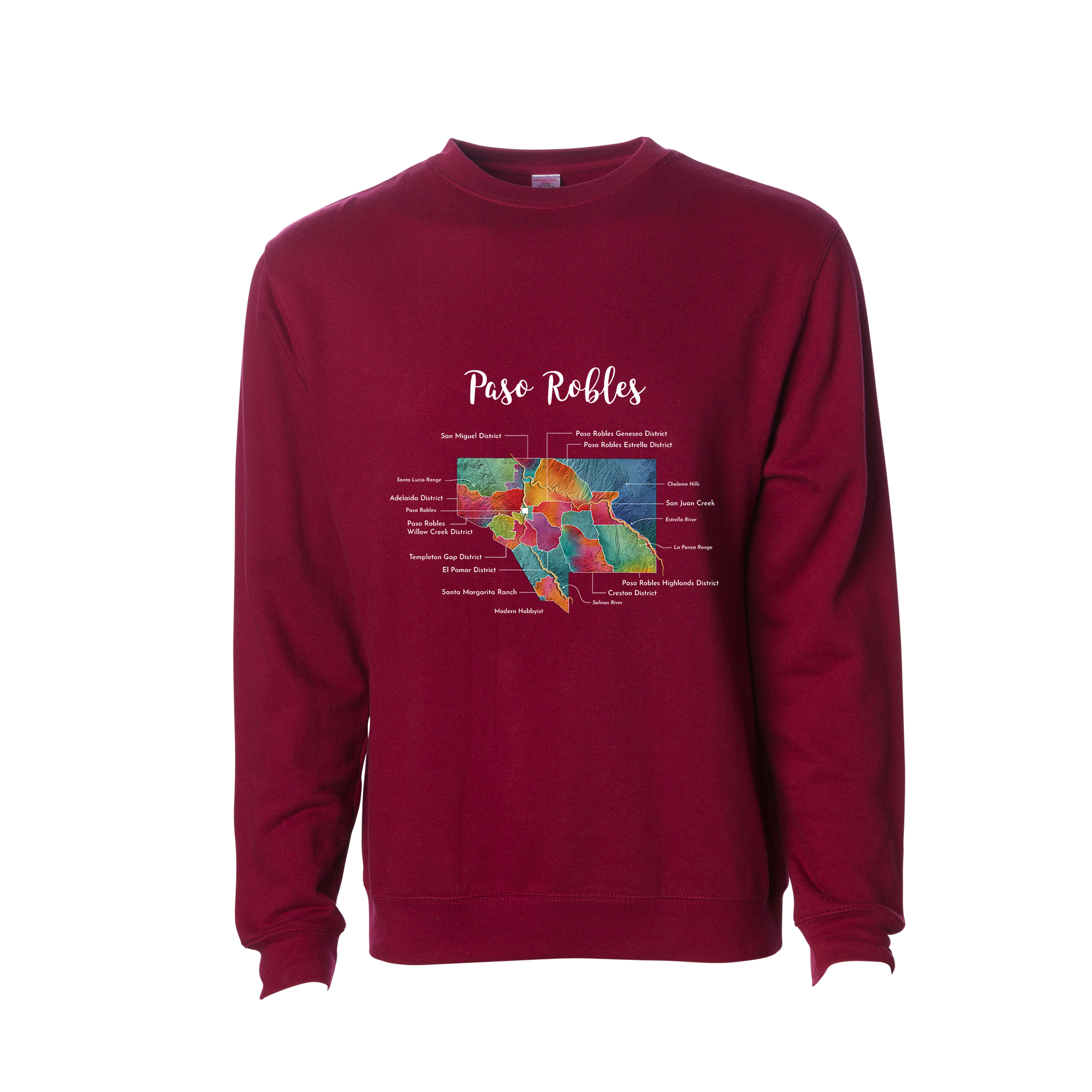 Paso Robles Wine Map Crewneck Sweatshirt