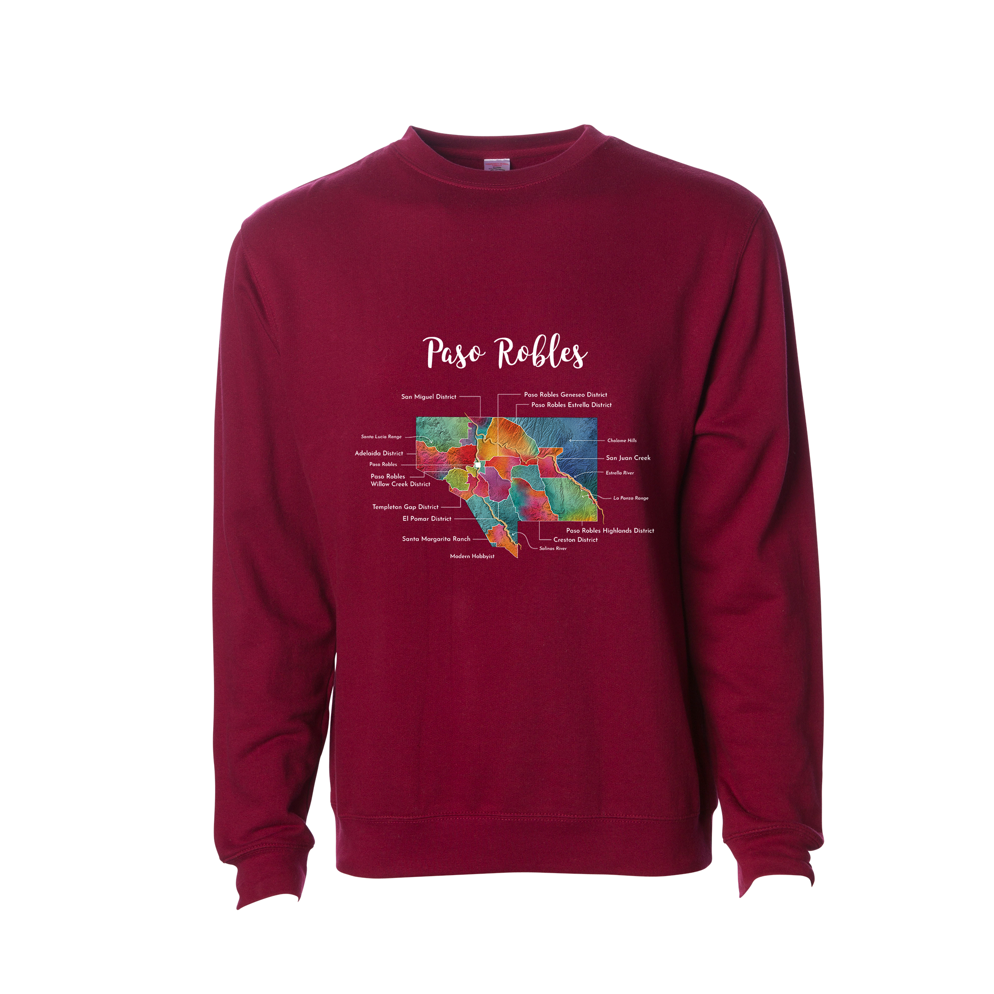 Paso Robles Wine Map Crewneck Sweatshirt
