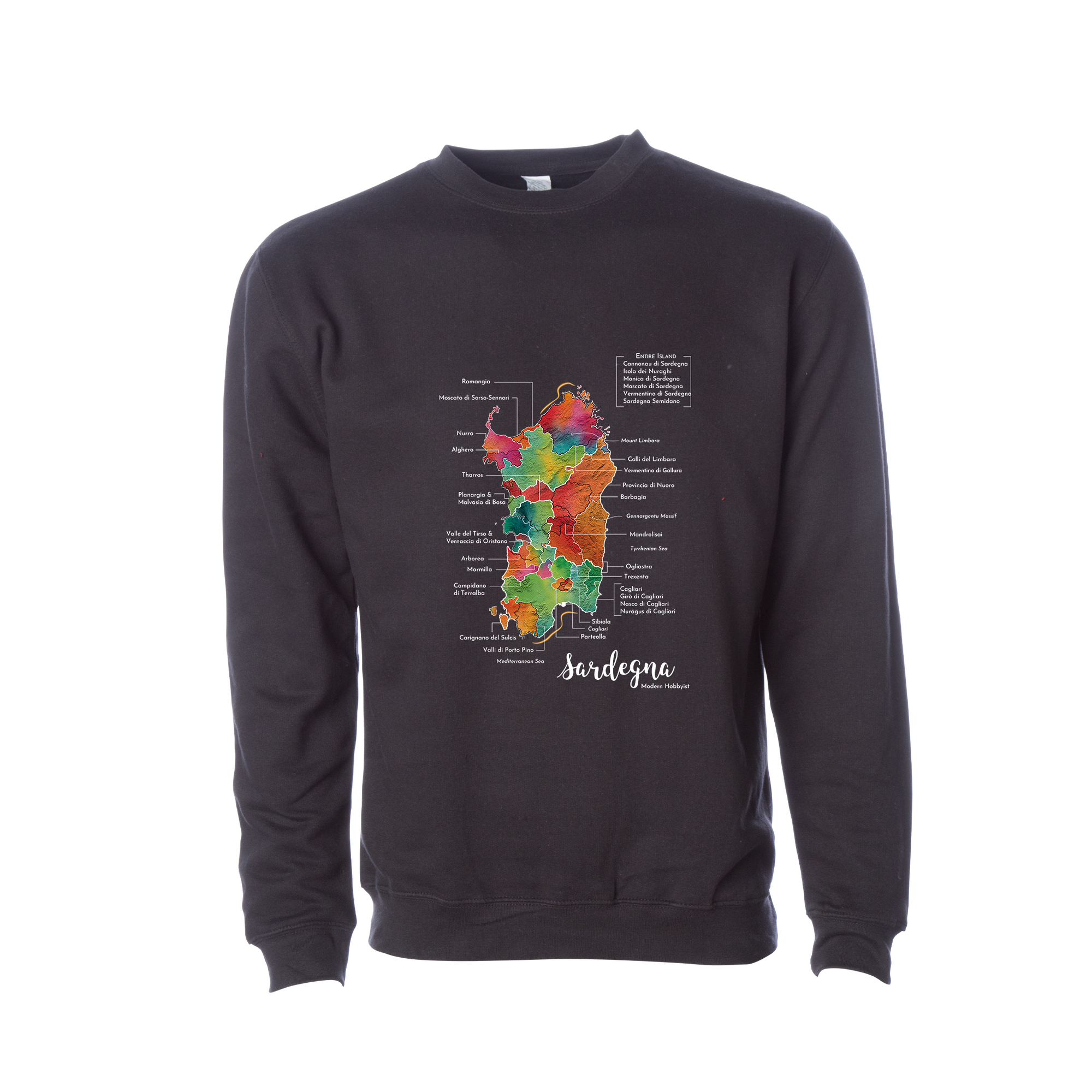 Sardinia / SargegnaWine Map Crewneck Sweatshirt