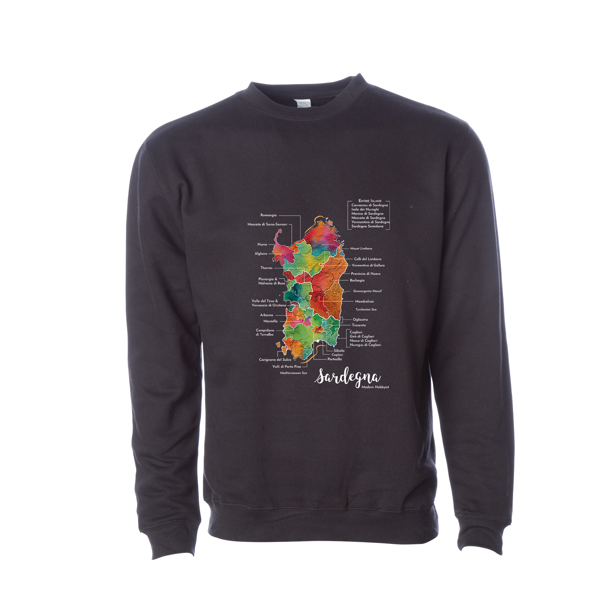 Sardinia / SargegnaWine Map Crewneck Sweatshirt