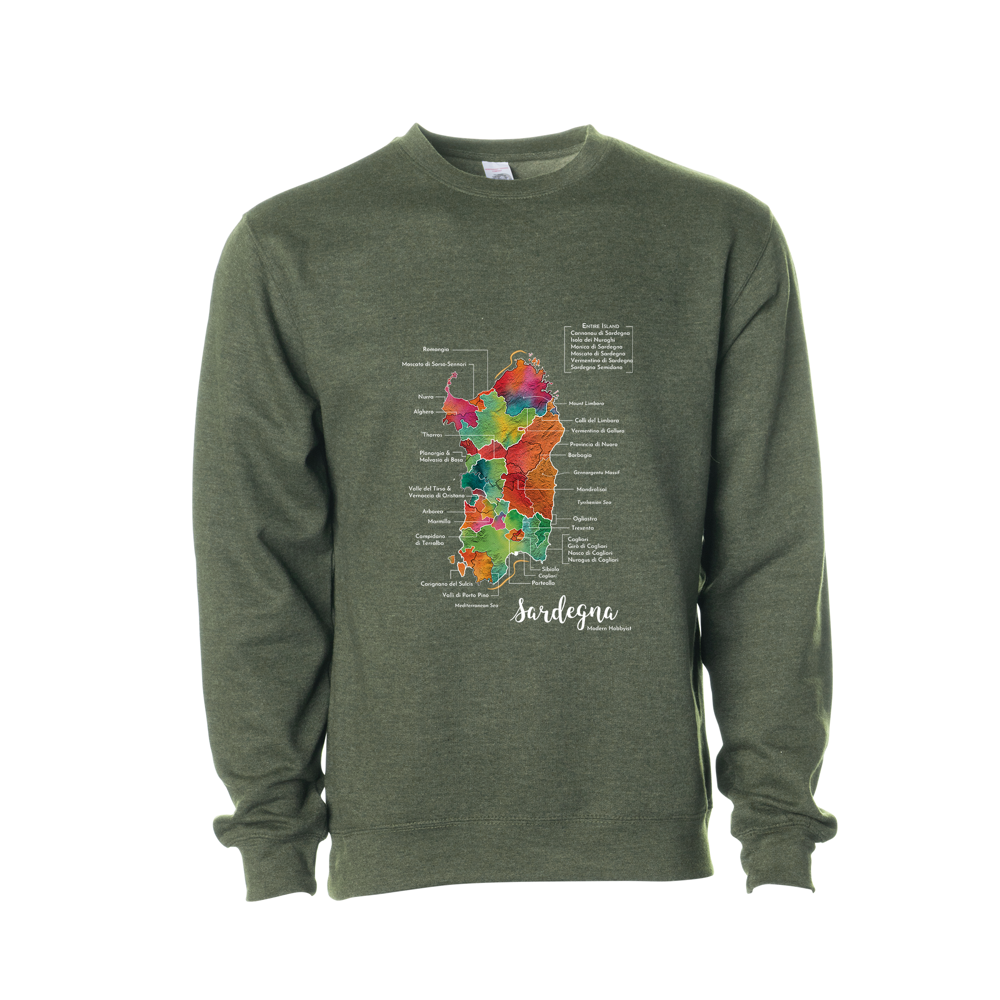 Sardinia / SargegnaWine Map Crewneck Sweatshirt