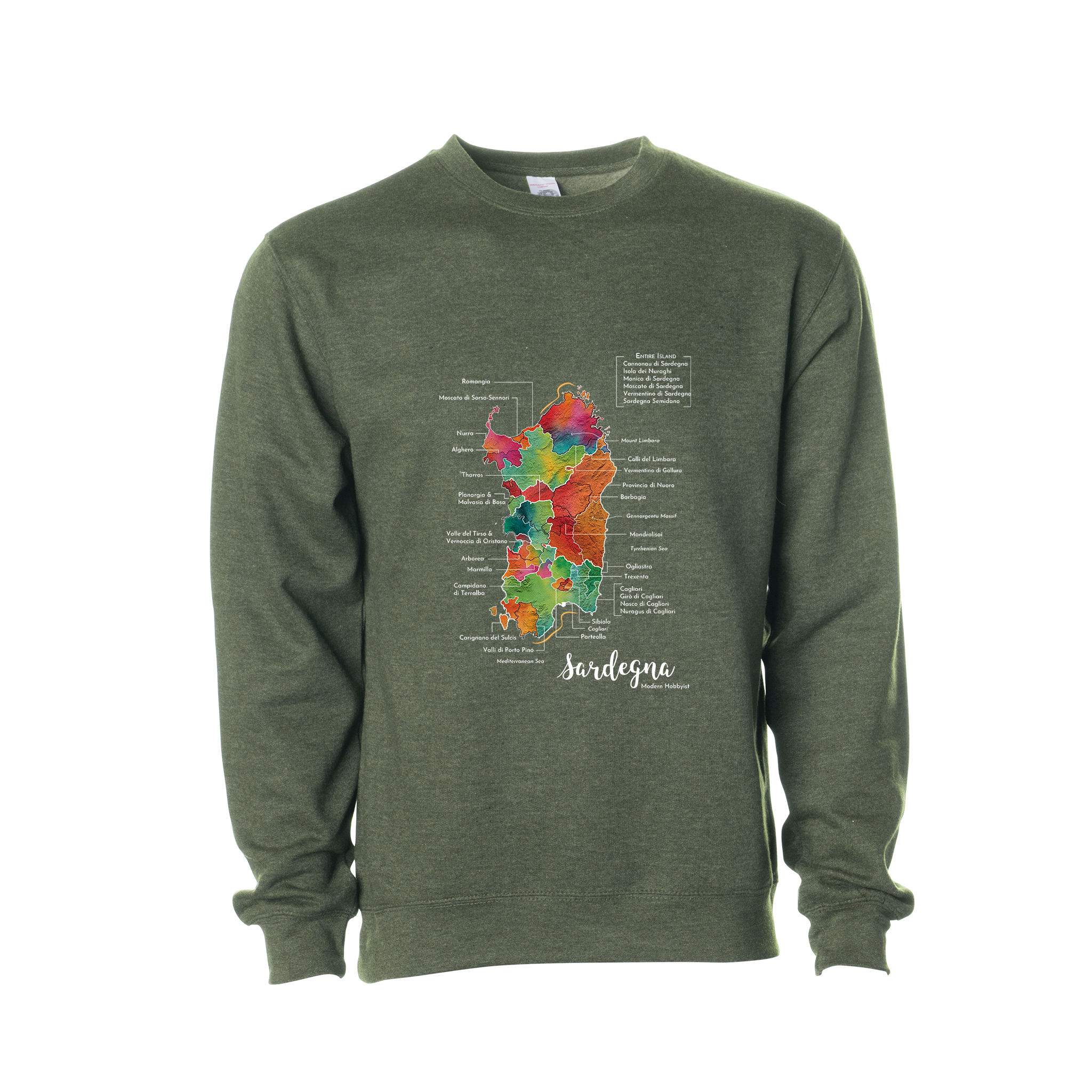 Sardinia / SargegnaWine Map Crewneck Sweatshirt