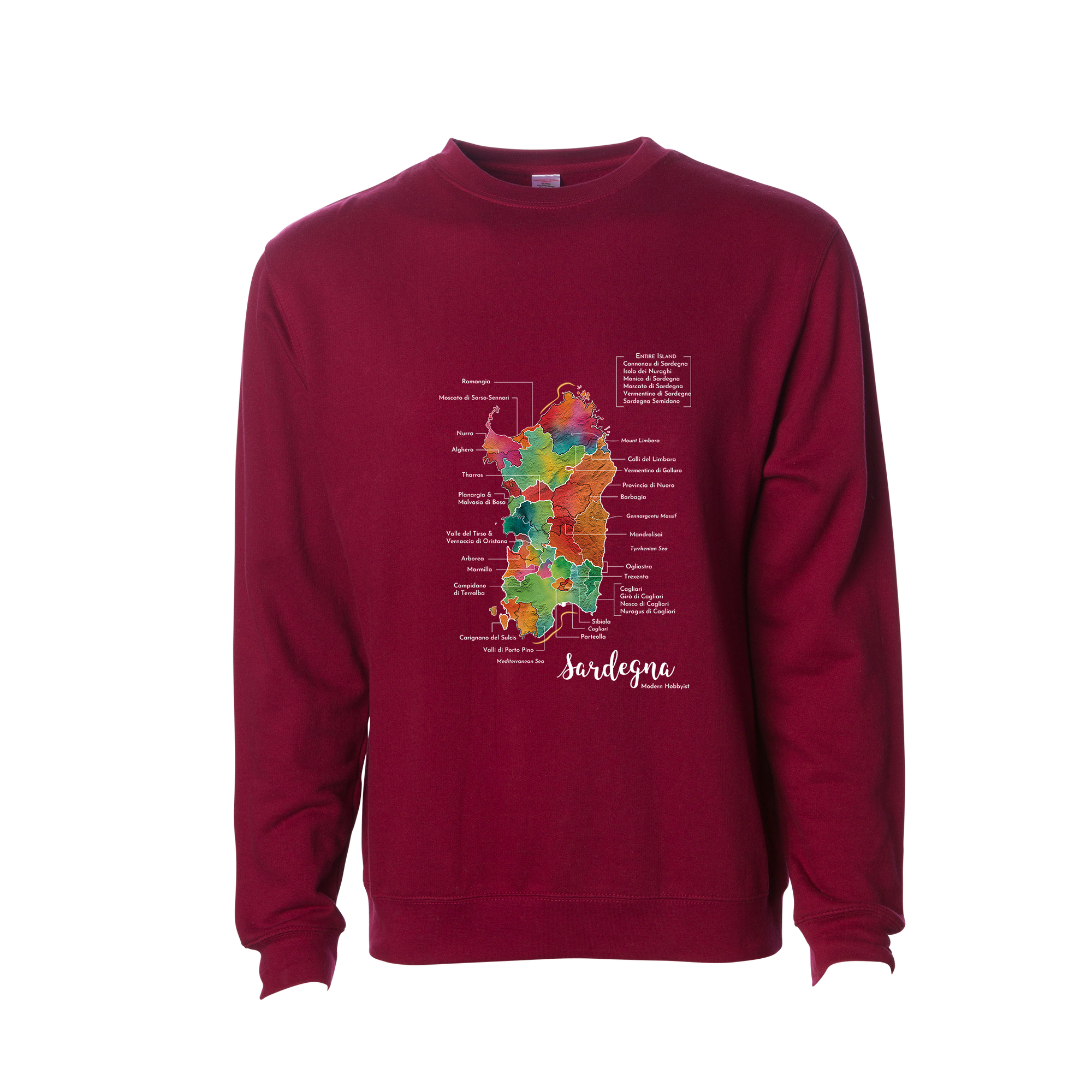 Sardinia / SargegnaWine Map Crewneck Sweatshirt