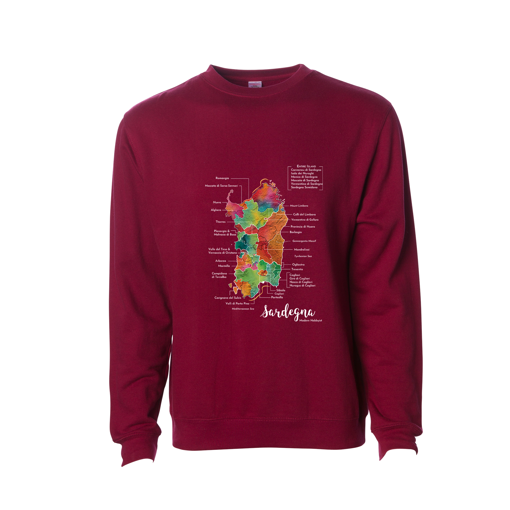 Sardinia / SargegnaWine Map Crewneck Sweatshirt