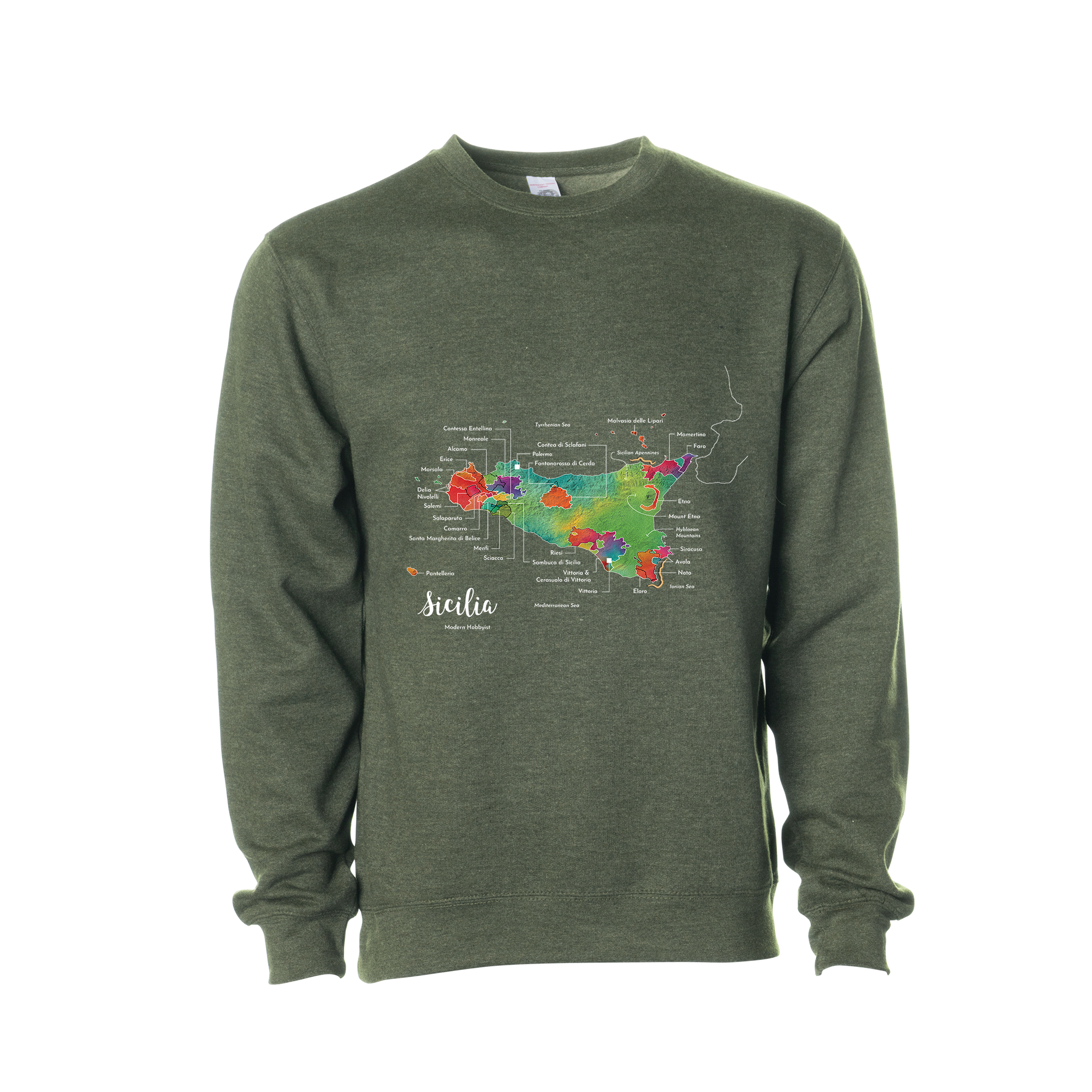 Sicily Wine Map Crewneck Sweatshirt