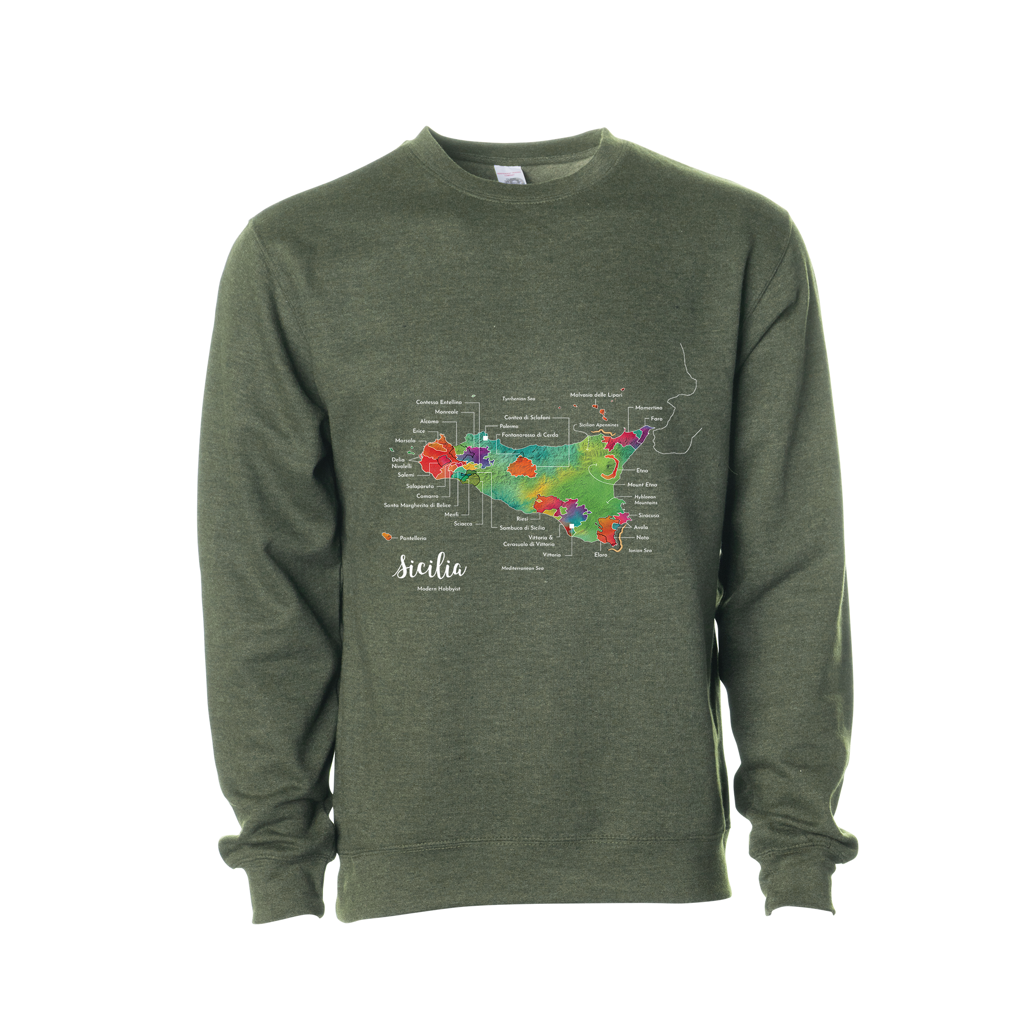 Sicily Wine Map Crewneck Sweatshirt
