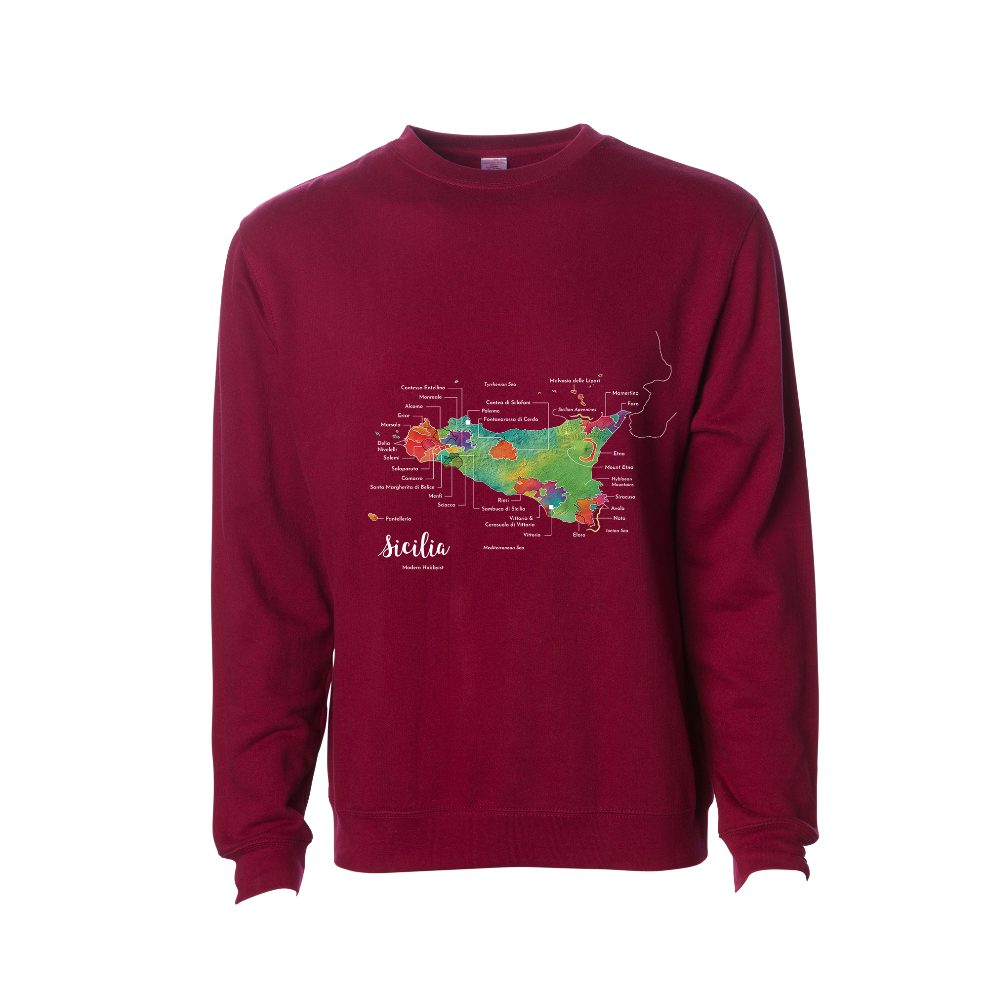 Sicily Wine Map Crewneck Sweatshirt