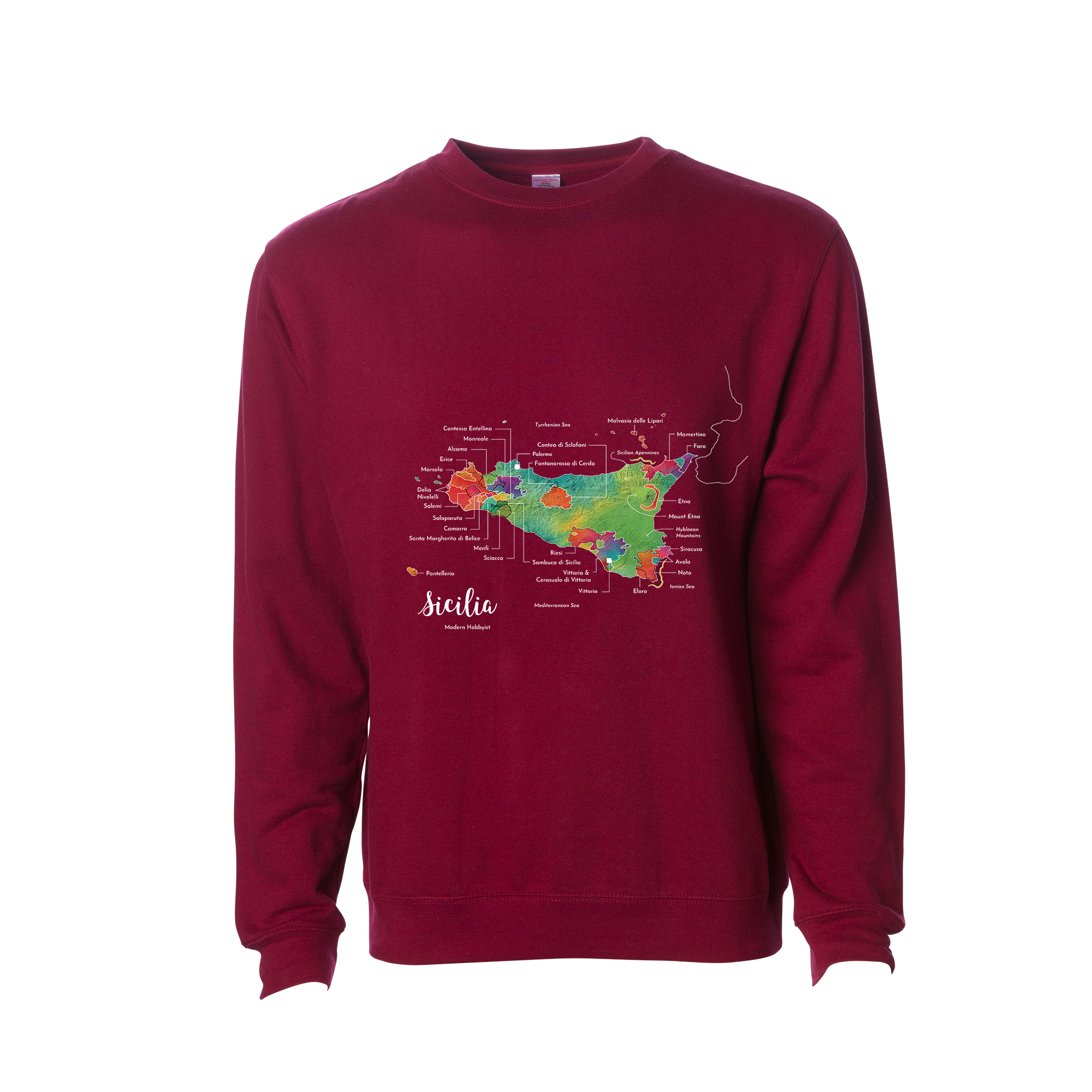 Sicily Wine Map Crewneck Sweatshirt