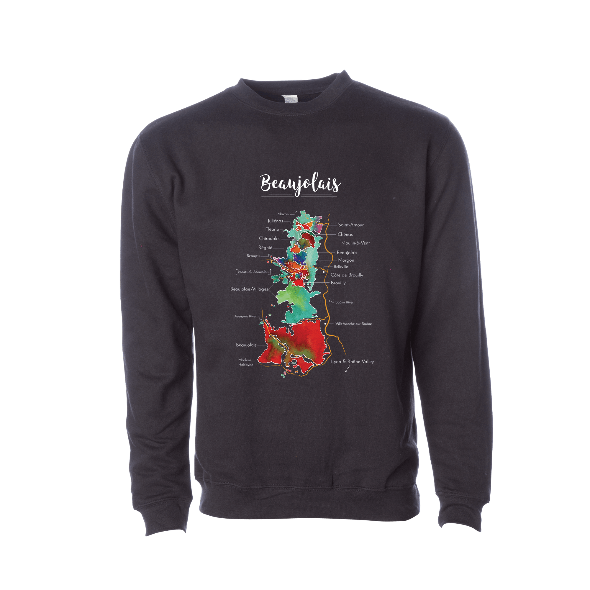 Beaujolais Wine Map Crewneck Sweatshirt