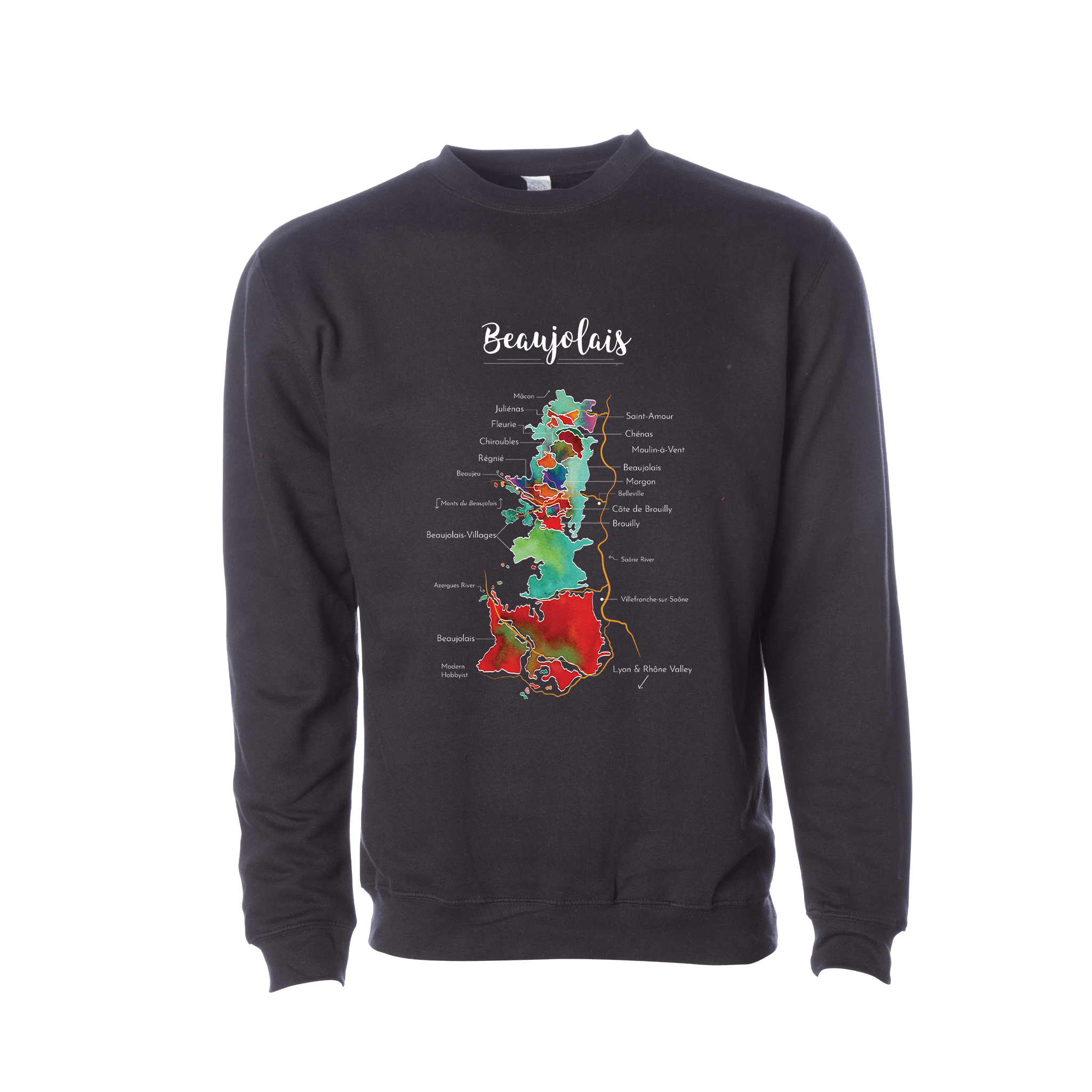 Beaujolais Wine Map Crewneck Sweatshirt
