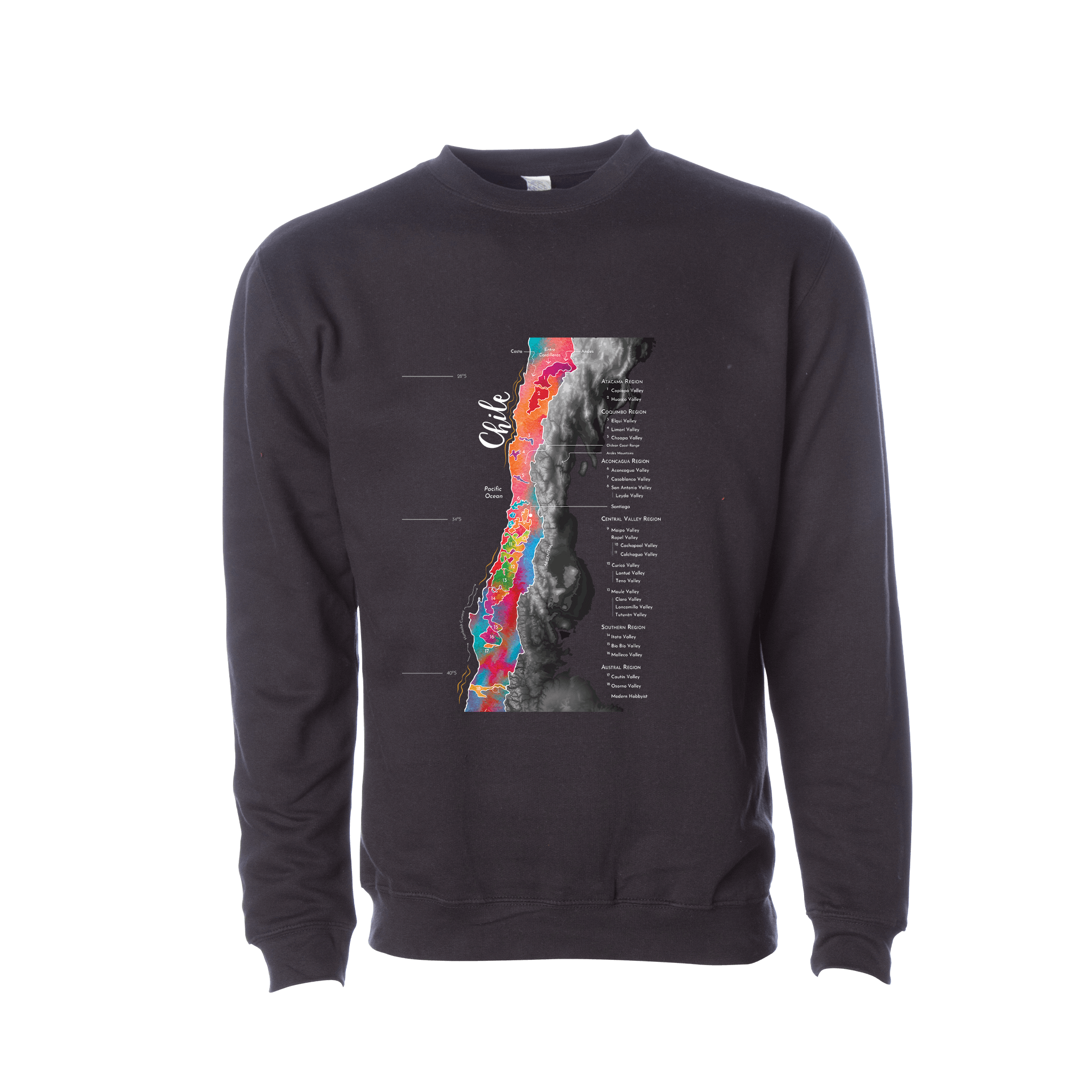 Chile Wine Map Crewneck Sweatshirt